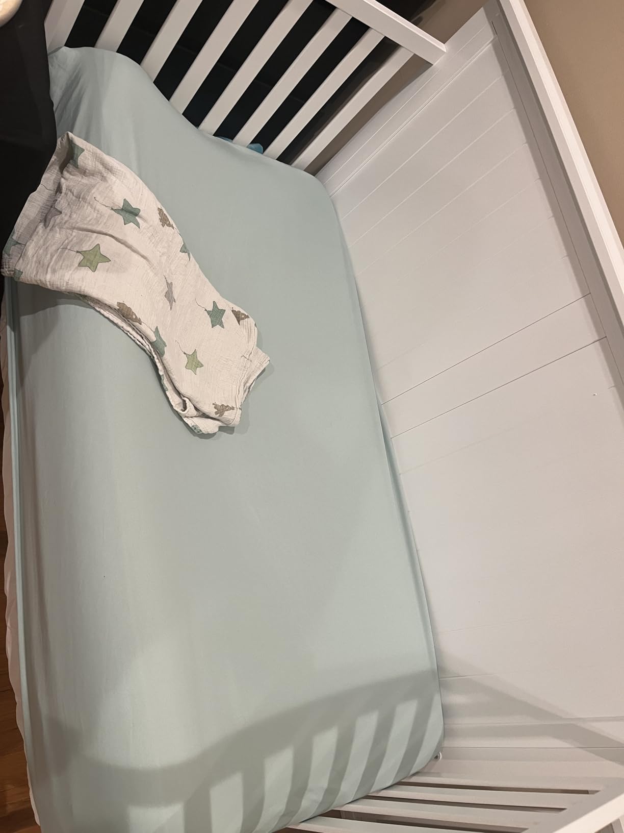 The Peanutshell Crib Sheets, Neutral, Fitted Baby Bed Sheet Set, Standard Size Crib Mattress, 52x28, Boho Nursery Decor, 4 Pack in White, Green, Brown, Teal customer photo 1