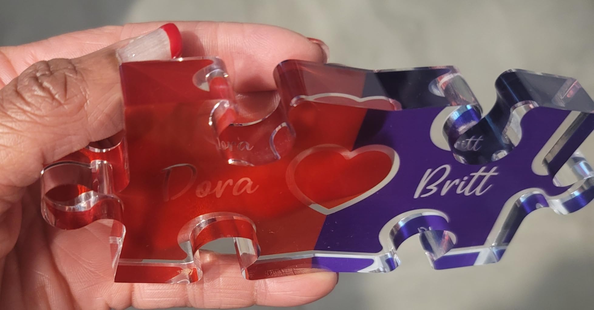 Personalized Couple Gifts, Puzzle Name Sign for Couples, Valentines Day Gifts for Her Him, 0.45in Thick Acrylic - Love Is The Piece That Holds Us Together, Personalized Romantic Gifts for Her Customer Review Personalized Couple Gifts, Puzzle Name Sign for Couples, Valentines Day Gifts for Her Him, 0.45in Thick Acrylic - Love Is The Piece That Holds Us Together, Personalized Romantic Gifts for Her - Customer Photo 2