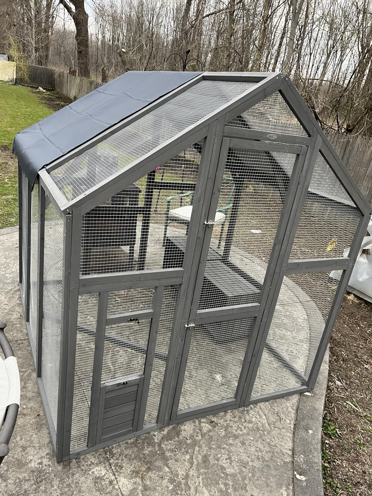 PawHut Large Chicken Run, Wooden Chicken Coop with Waterproof & Anti-UV Cover, Split Door, 4 Nesting Boxes, Roosting Bar, Walk-in Chicken Pen for 8-12 Chickens, for Backyard, Farm, 9' x 6' x 6' customer photo 1