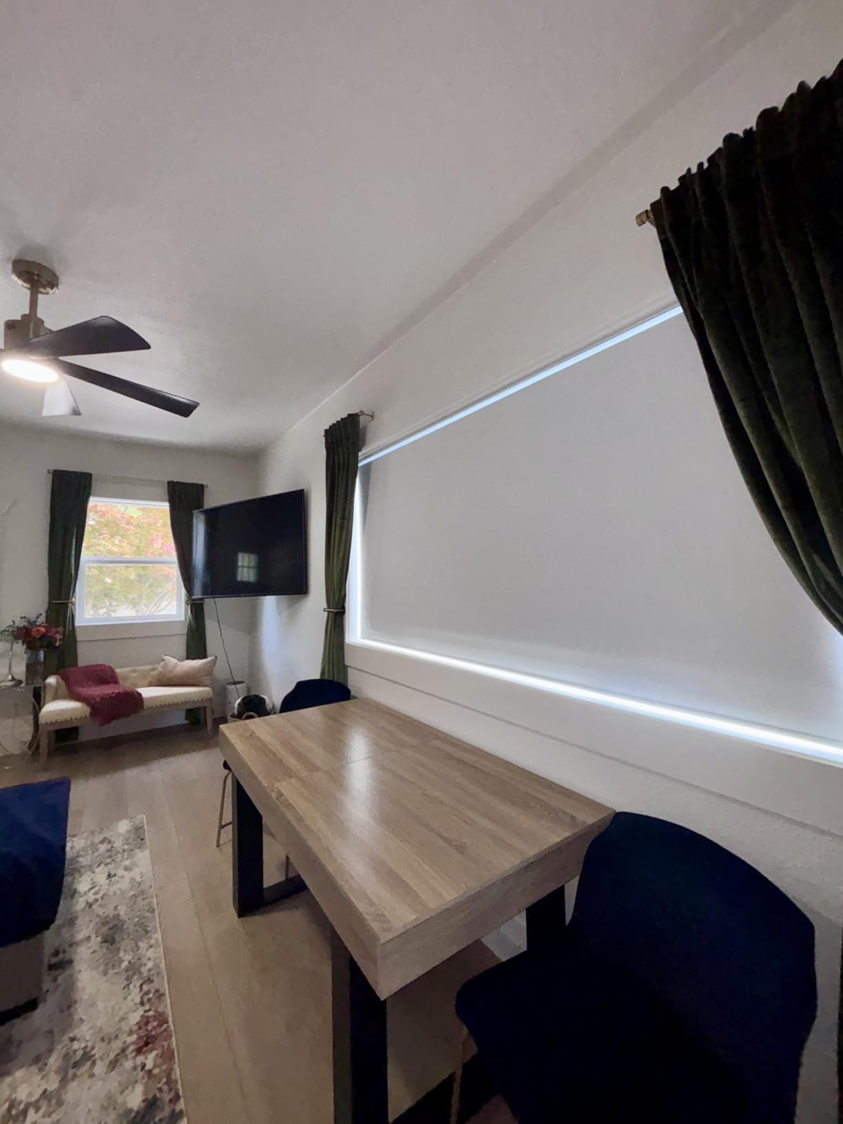 Motorized Roller Shade with Remote Control, Blackout Electric Shade for Windows Compatible with Alexa Google via Hub, Rechargeable Smart Window Blind Customized Size (Texture Beige) customer photo 2