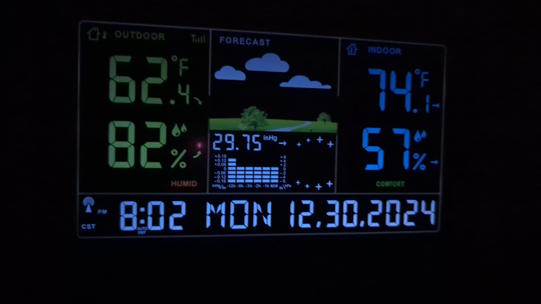 DreamSky Weather Station Indoor Outdoor Thermometer Wireless, Atomic Clock | Digital Large Display with Backlight Dimmer, USB Port, Inside Outside Temperature Humidity Monitor for Home (Plug-in) customer photo 2