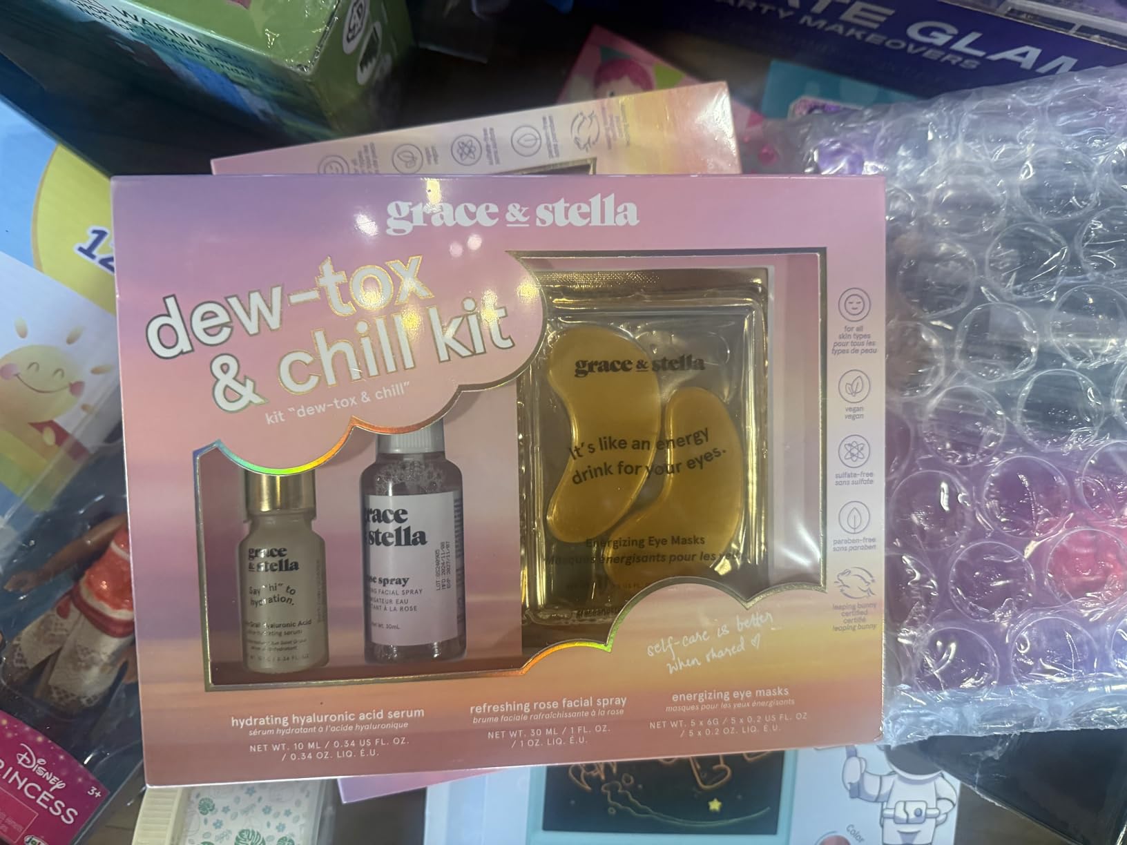 grace & stella Award-Winning Skin Care Set - Stocking Stuffers for Teen Girls, Christmas Gifts for Women - Travel Essentials with Gold Eye Masks, Hyaluronic Acid Serum & Rose Spray, Beauty Gift Set Customer Review grace & stella Award-Winning Skin Care Set - Stocking Stuffers for Teen Girls, Christmas Gifts for Women - Travel Essentials with Gold Eye Masks, Hyaluronic Acid Serum & Rose Spray, Beauty Gift Set - Customer Photo 1