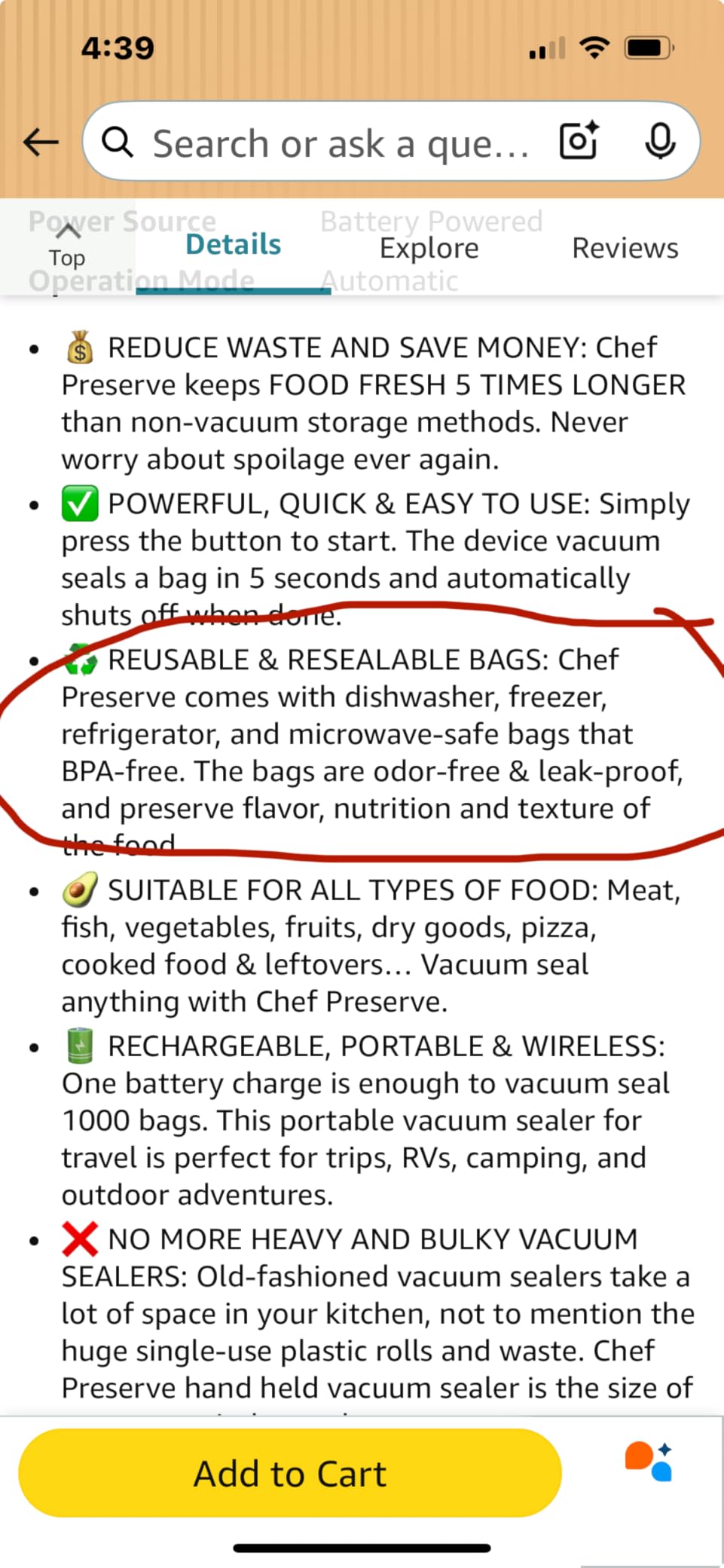 Chef Preserve Compact Vacuum Sealer for Food (Vacuum Sealer Machine + 30 Reusable Vacuum Bags) Powerful Handheld Vacuum Sealer Machine, Seal Meal Saver, Portable Food Sealer customer photo 2