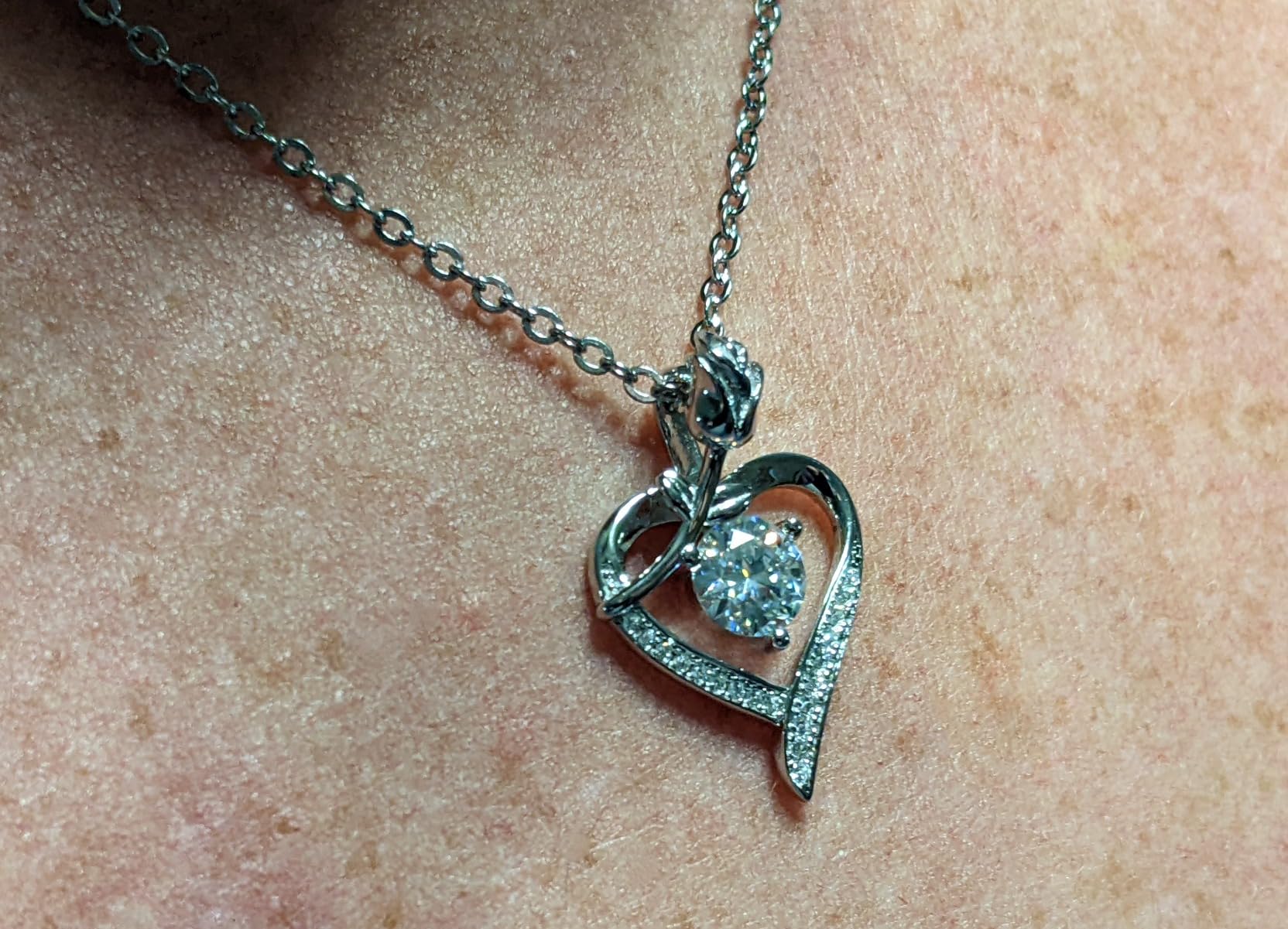 Rose Heart Pendant Necklace for Wife Moissanite Lab-Created Gem Jewelry for Women I Love You Wedding Anniversary Birthday Christmas Valentines Engagements Mothers Day for Her Girlfriend Mom Daughter Customer Review Rose Heart Pendant Necklace for Wife Moissanite Lab-Created Gem Jewelry for Women I Love You Wedding Anniversary Birthday Christmas Valentines Engagements Mothers Day for Her Girlfriend Mom Daughter - Customer Photo 2
