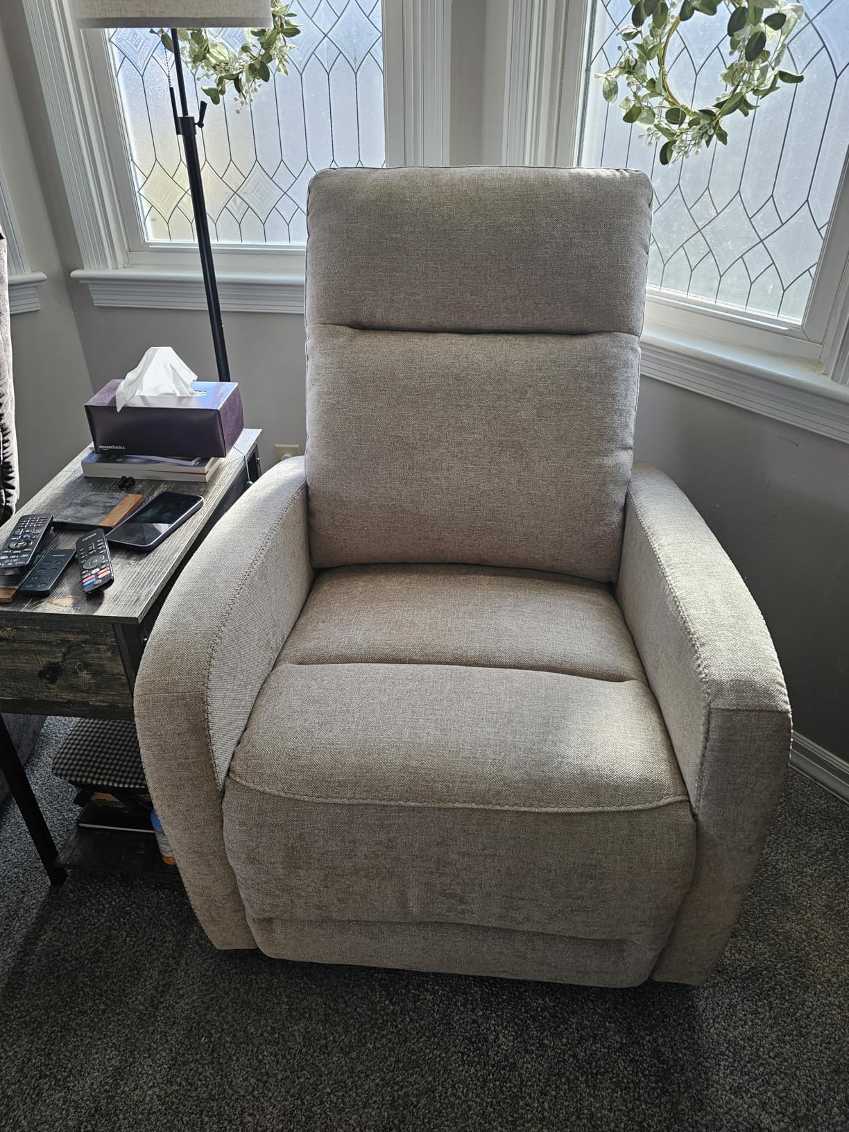 Zero Wall Recliners W Power Headrest, Power Recliner Chairs for Adults Type-C Charger, Small RV Recliners for Living Room, Faux Leather Cream customer photo 2
