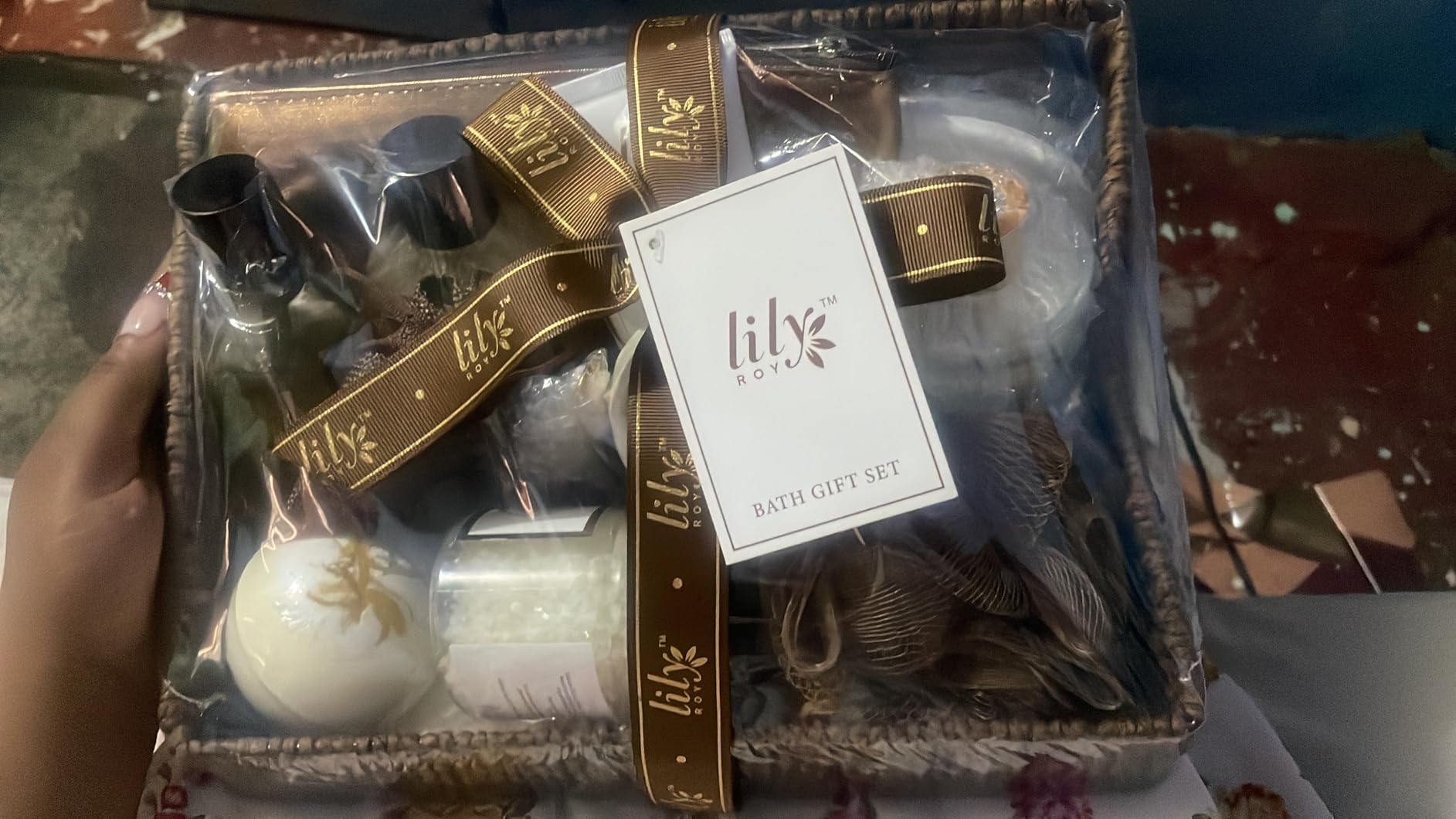 Valentines Day Gifts for Women - 19-Piece Luxury Rose & Cherry Blossom Spa Gift Basket Set Bath and Body Gift Sets Care Kit with Necklace | Christmas Gifts, Mothers Day Gifts Baskets for Mom, Wife - Customer Photo 1