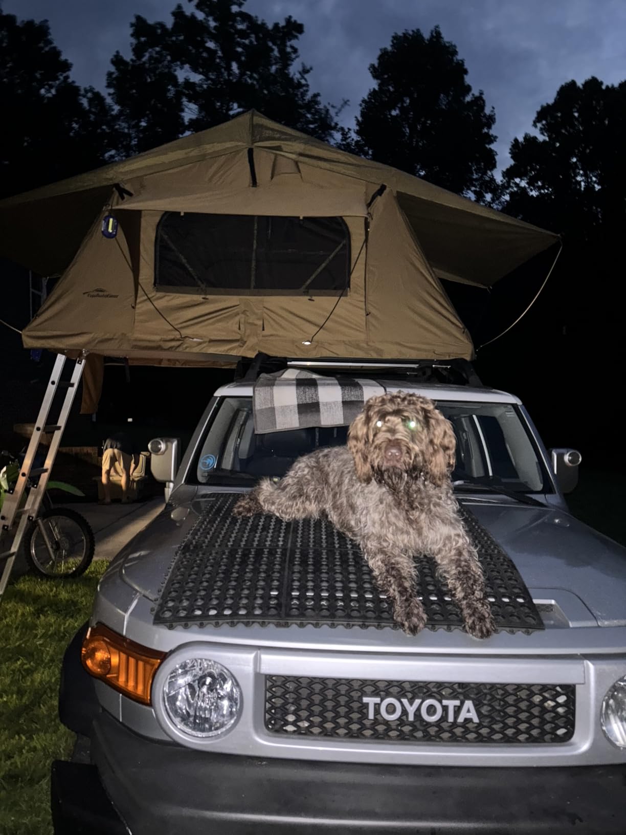 Rooftop Tent for SUV & Truck Camping, Soft Shell Roof Top Tent, Quick-Setup Design with Telescopic Ladder and LED Lighting for 2-3 Person Family Adventures customer photo 1