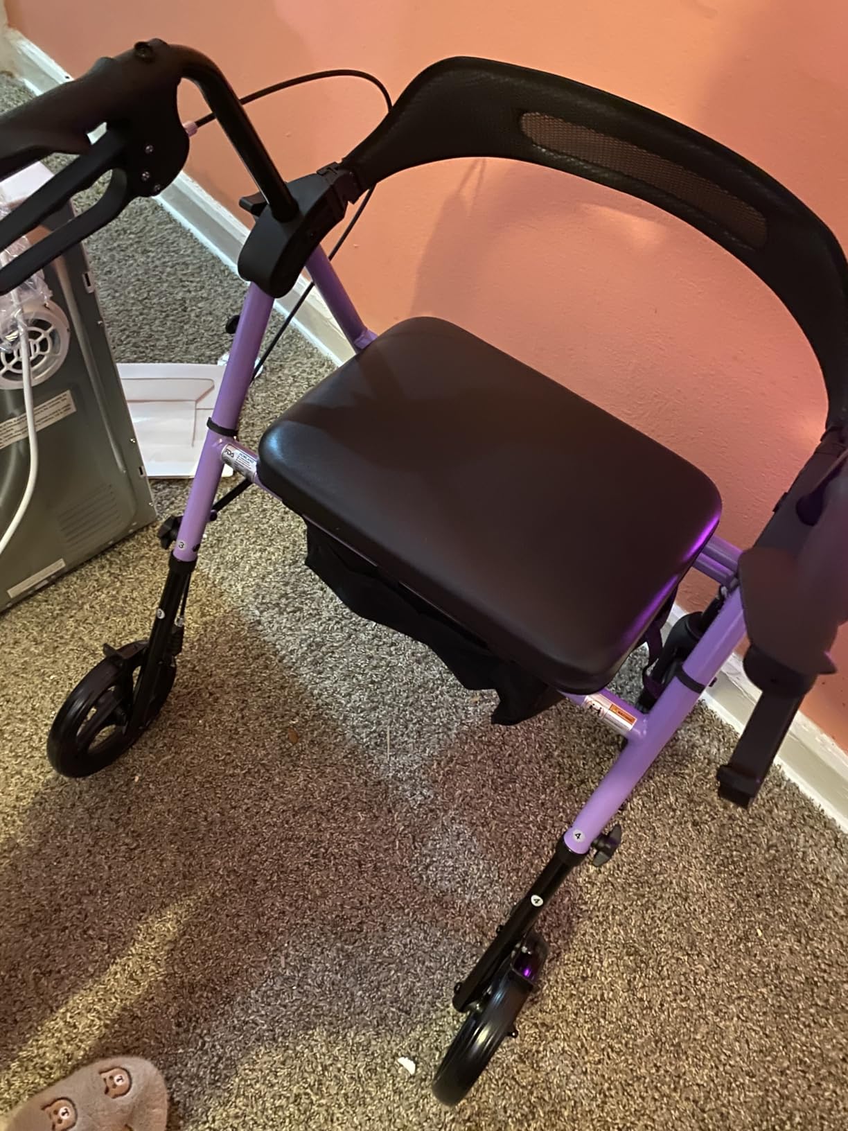 HOMLAND Foldable Rollator Walkers with Seat for Seniors, 8'' Big Wheels, 350 lb. Weight Capacity, Adjustable Handles and Seat Height, Lightweight Rolling Walker, Red customer photo 2