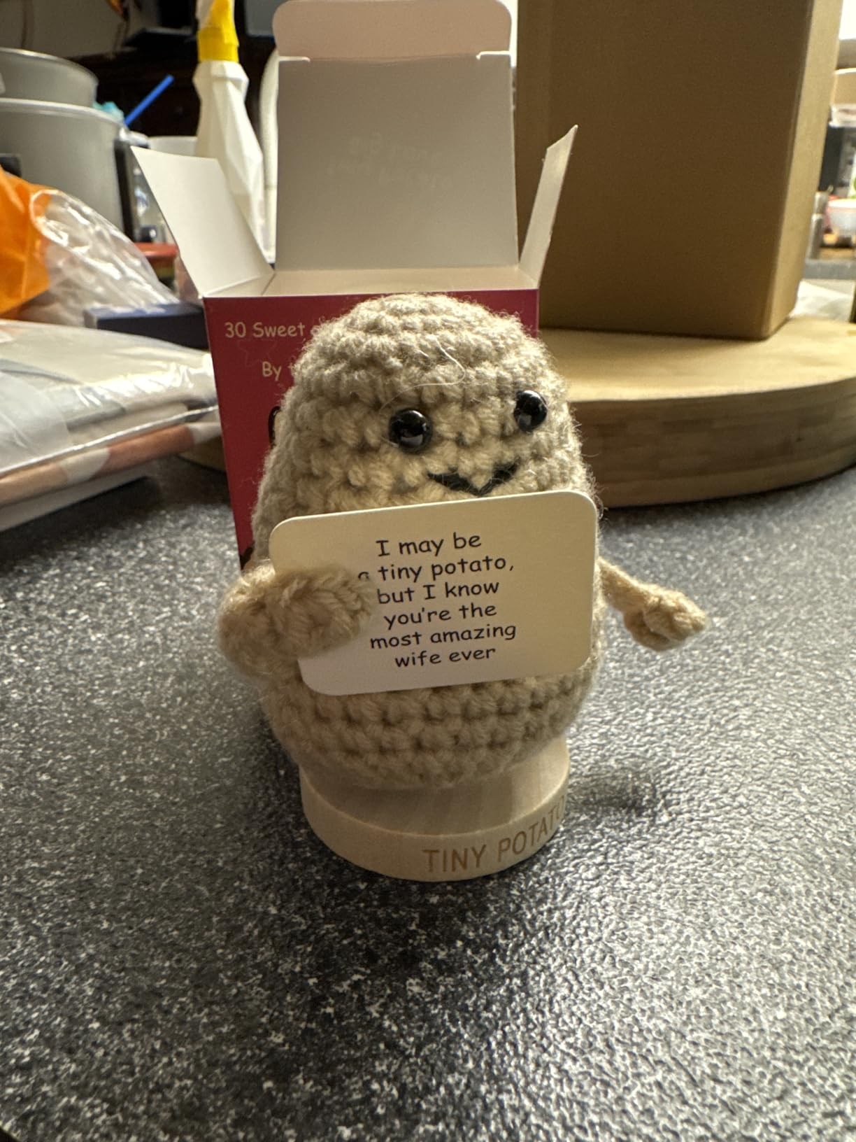 Romantic Gift for Women - Crochet Potato with 30 Cute Messages - Funny Gift for Her Birthday, Valentines Day Gifts for Her, Couples Anniversary Cards | Positive Crochet Present for Girlfriend or Wife - Customer Photo 2