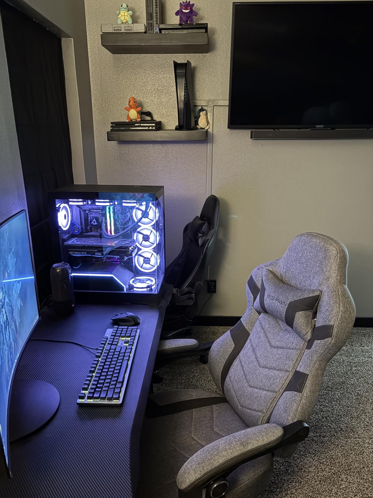 RESPAWN 110 Pro Ergonomic Gaming Chair with Footrest for Adults - Comfortable Office Gaming Recliner with Lumbar Support and Headrest, Racing Style Video Game Chairs for Computer Gamer - Gray Fabric customer photo 2