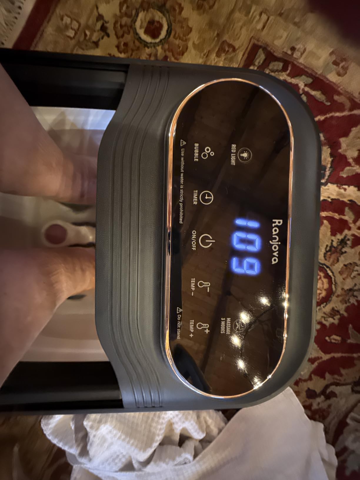 Ranjova Collapsible Foot Spa Electric Rotary Massage, Foot Bath with Heat, Bubble, Temp Control, and 24 Motorized Shiatsu Massage Balls, Pedicure Foot Spa Tub for Stress Relief customer photo 1