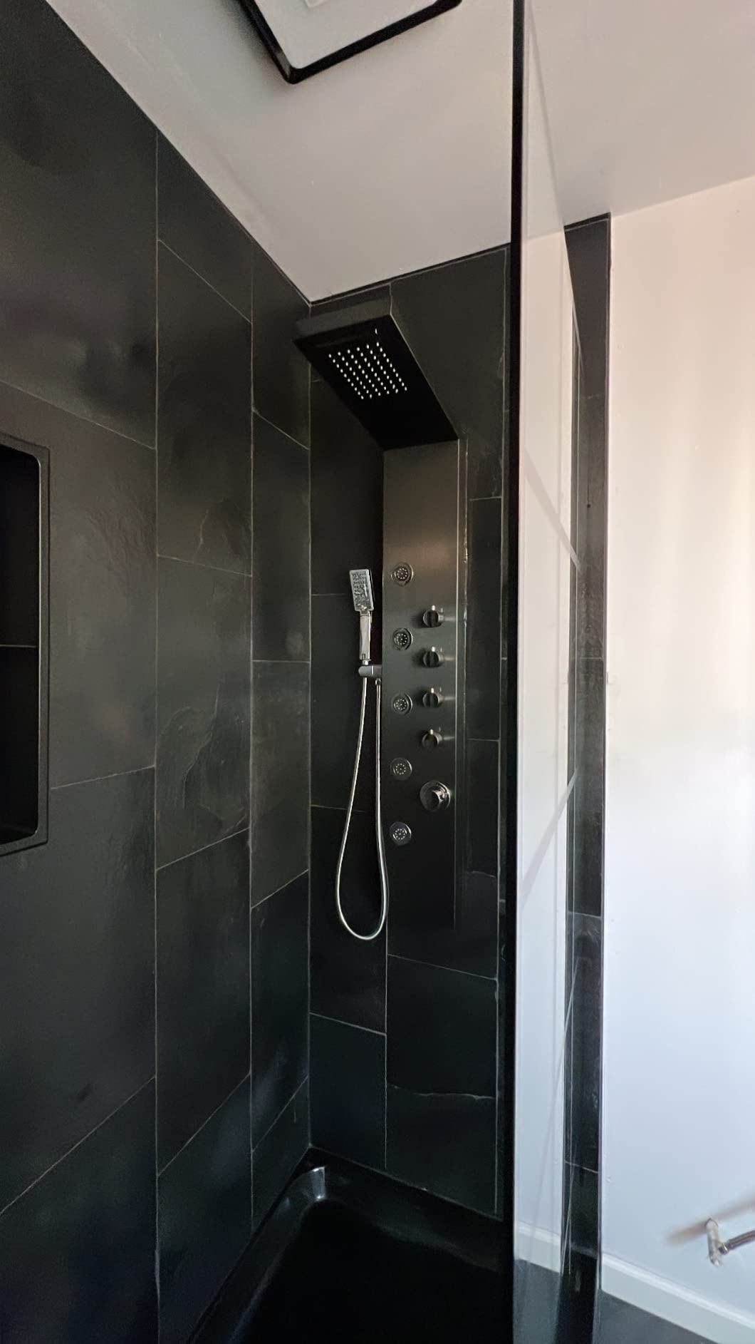 ROVATE Shower Panel Tower System with Rainfall Waterfall Shower Head, Elegant Matte Black 4-in-1 Shower-Tower with Jets and Handheld, Stainless Steel Shower Column High Pressure customer photo 2