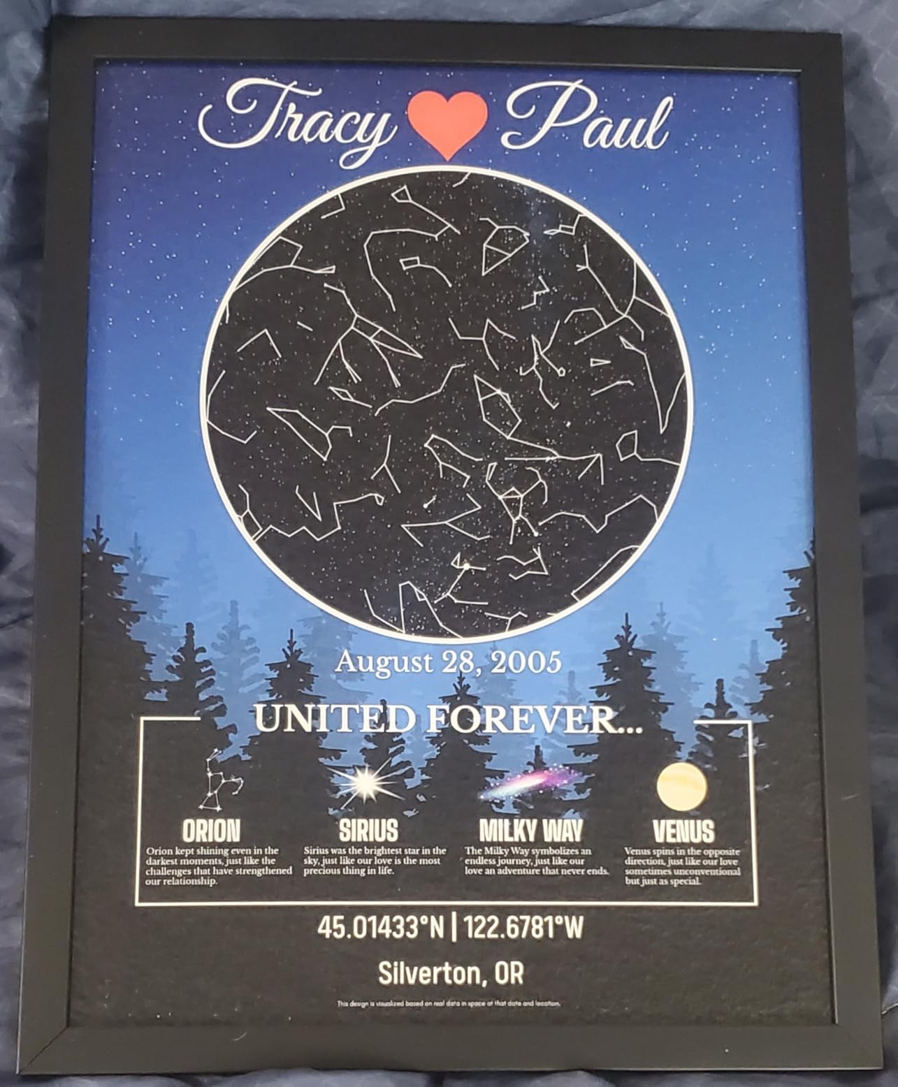 Custom Star Map Gift for Couples, Personalized Glass Night Sky, Where We Met Constellation Map, Romantic Anniversary or Wedding Gift, Unique Wall Art for Him or Her - Customer Photo 4