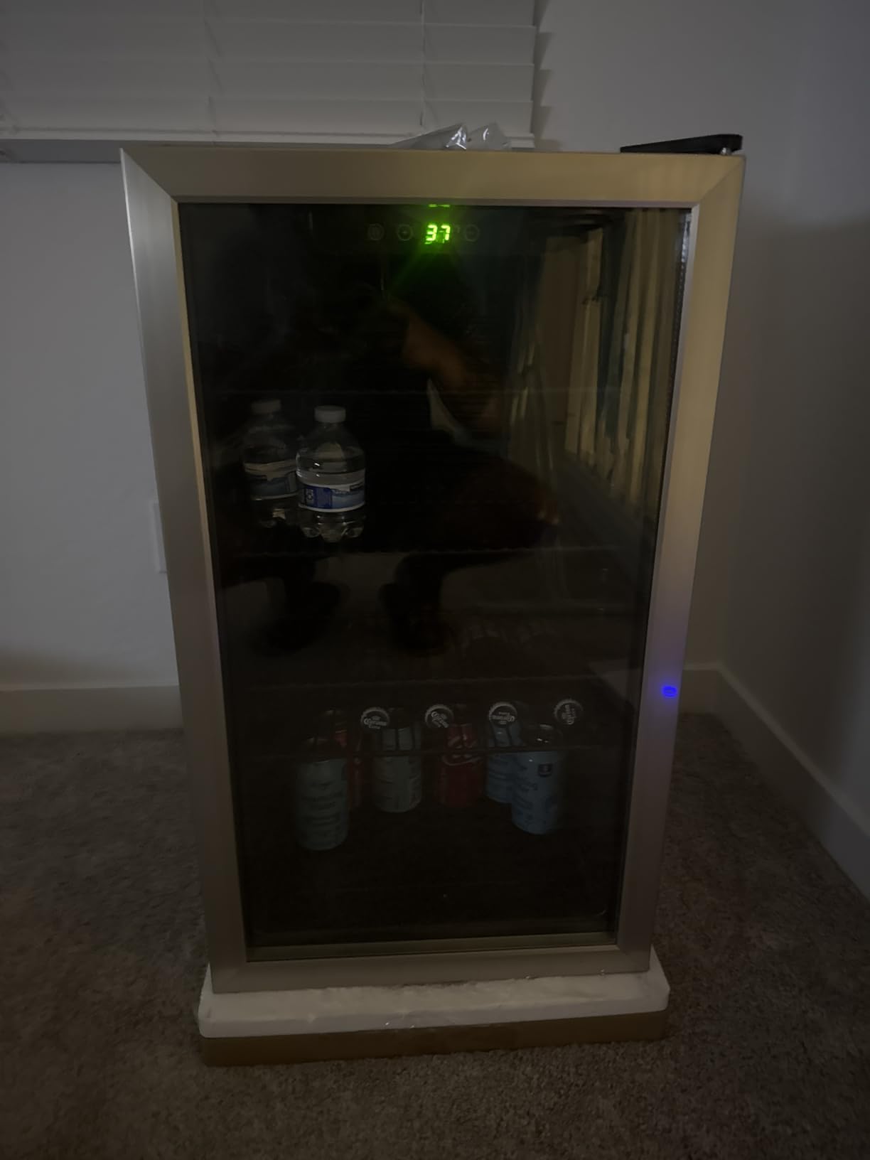 Wine Cooler 37 Bottle Freestanding Fridge with Stainless Steel Reversible Glass Door, 145 Can Beverage Refrigerator Quiet Compressor for Home Kitchen Bar, 4.5 Cu.ft Silver customer photo 1