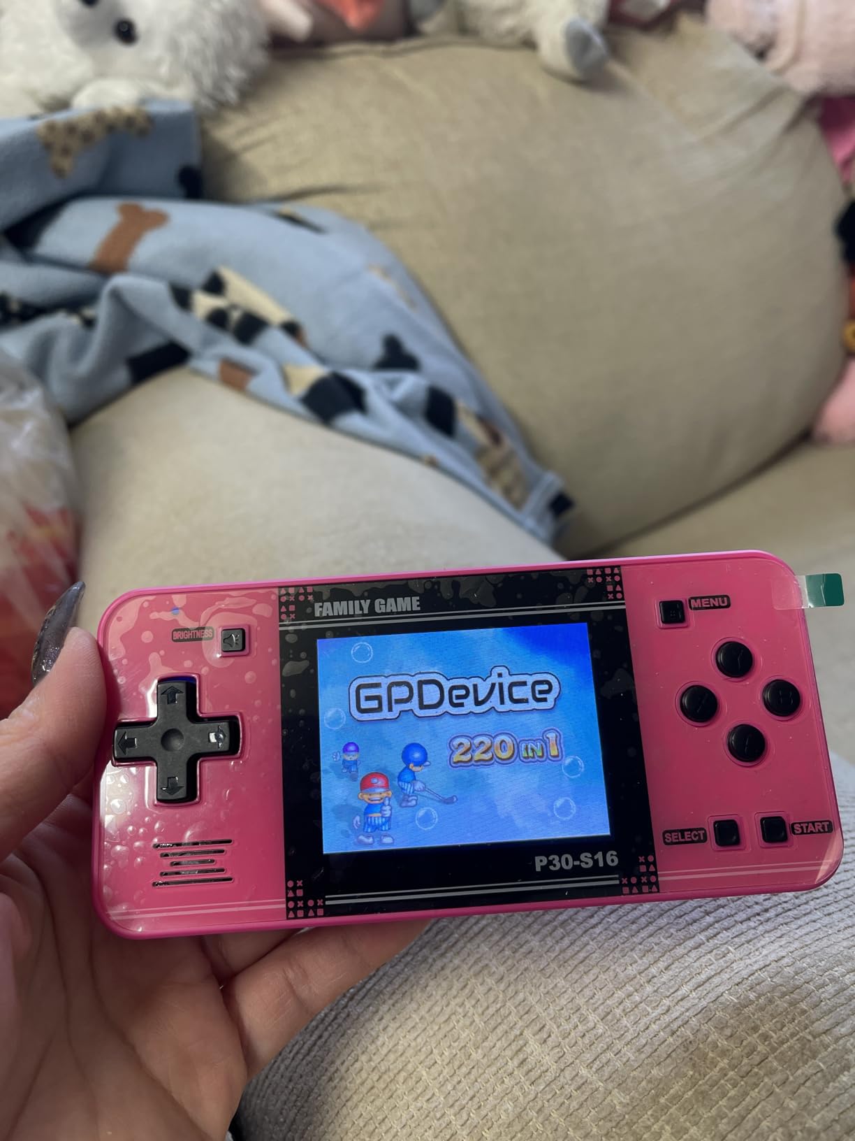 Handheld Game for Kids - Preloaded 220 Retro Video Games, Portable Gaming Player with Rechargeable Battery 3.0 inch LCD Screen, Mini Arcade Electronic Toy Gifts for Boys Girls (Blue) Customer Review Handheld Game for Kids - Preloaded 220 Retro Video Games, Portable Gaming Player with Rechargeable Battery 3.0 inch LCD Screen, Mini Arcade Electronic Toy Gifts for Boys Girls (Blue) - Customer Photo 1