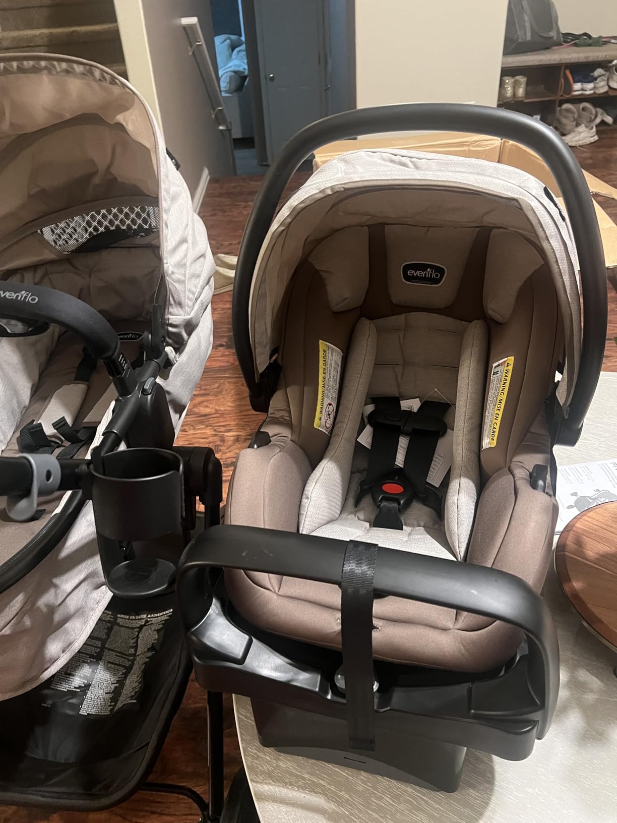 Evenflo Pivot Modular Travel System with LiteMax Preemie and Infant Car Seat, Desert Tan customer photo 2