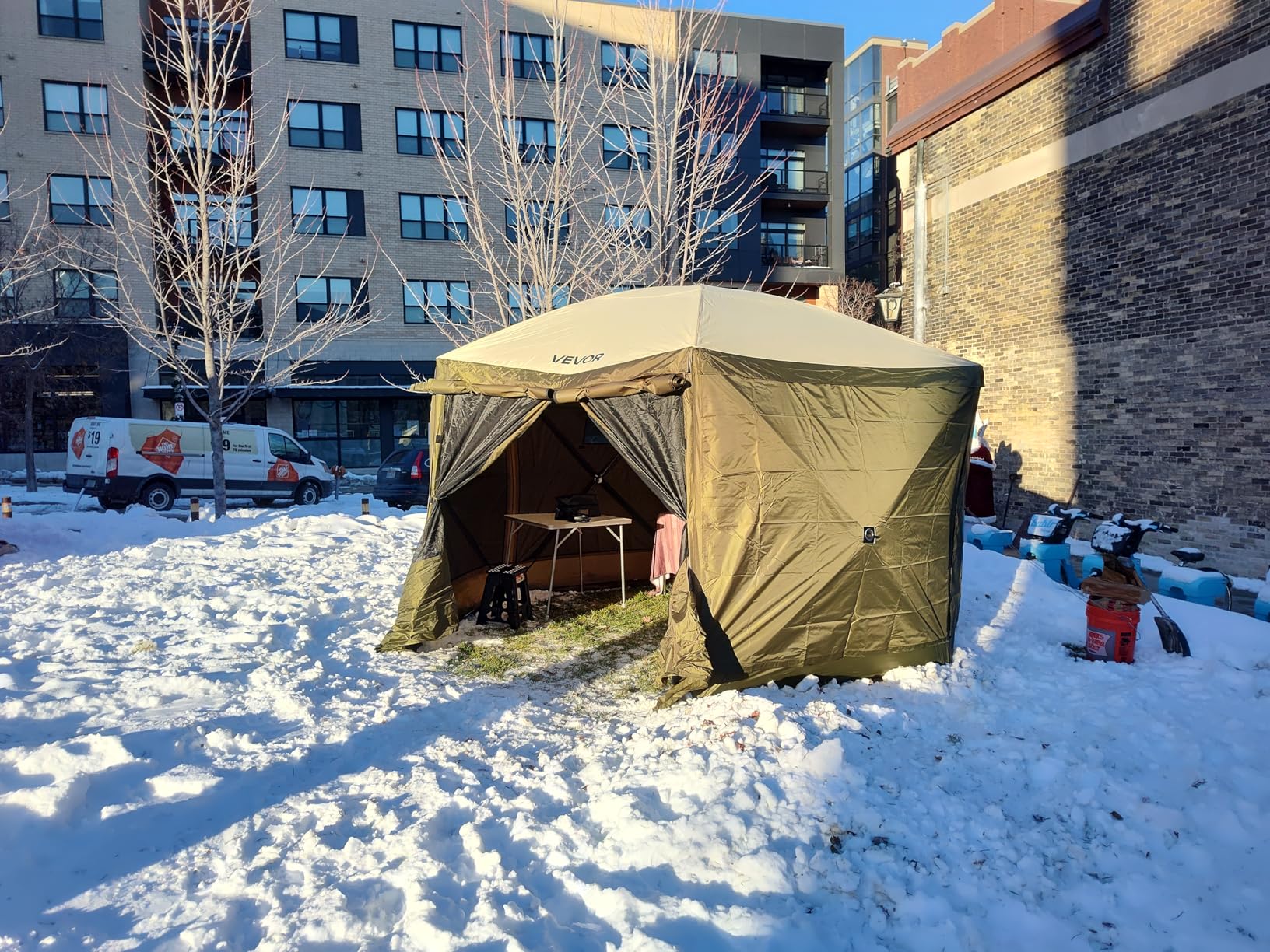 VEVOR 12x12ft Pop Up Gazebo Tent with Mosquito Netting, 6 Removable Wind Panels & 2 Mesh Windows, Outdoor Canopy Shelter for Patio, Army Green customer photo 2