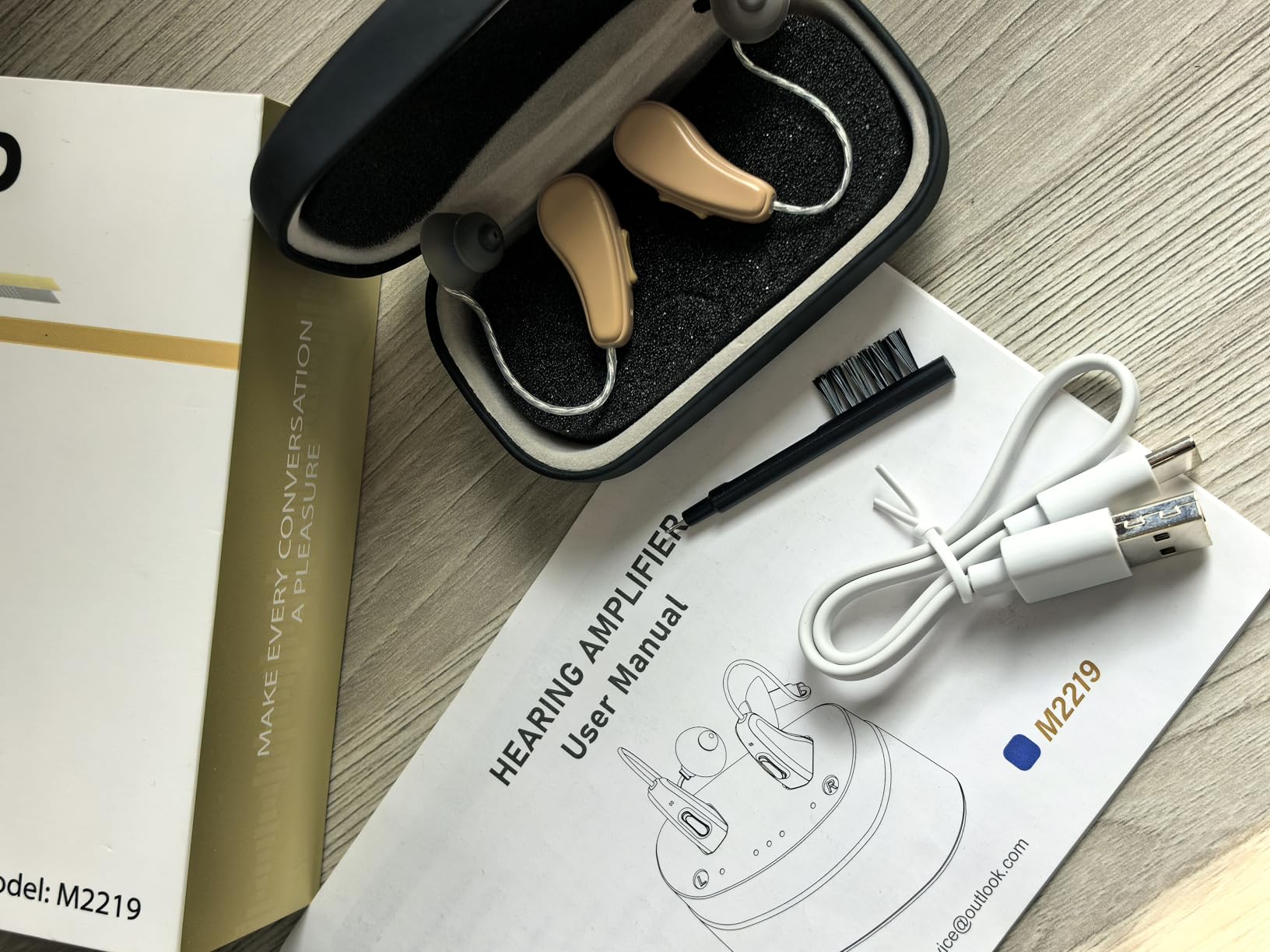 Hearing Aids, Hearing Aids for Seniors, Rechargeable Hearing Aid with Noise Cancellation, 5-Level Button Volume Control, OTC Hearing Amplifier for Moderate Hearing Loss, Clear Sound customer photo 1
