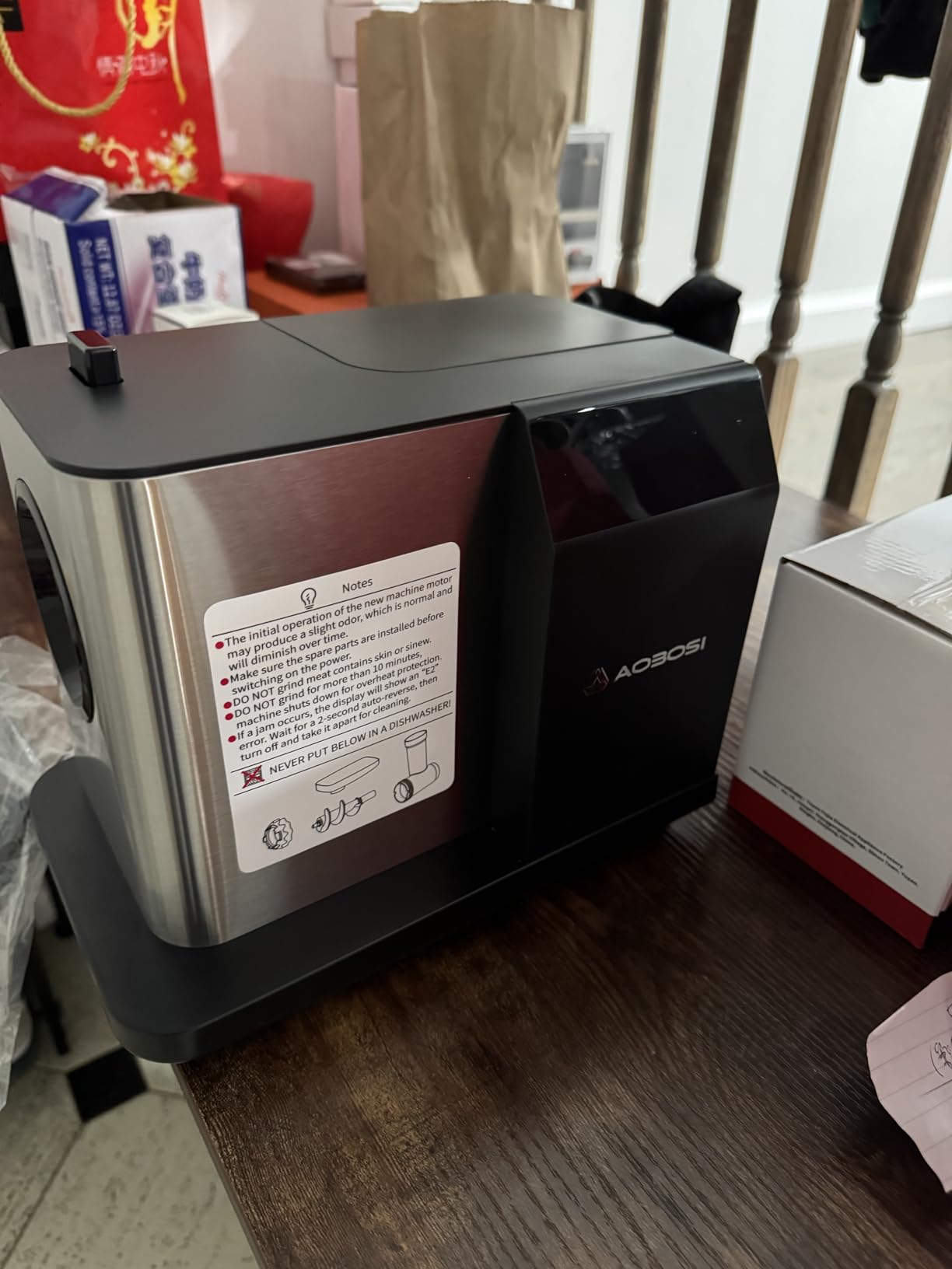 AAOBOSI Meat Grinder Electric 3000W Max with Touch Color Screen, Auto-Reverse & Built-in Storage - 3 Speed Settings,Grinding, Sausage & Kibbe Making for Home Use, Stainless Steel customer photo 2