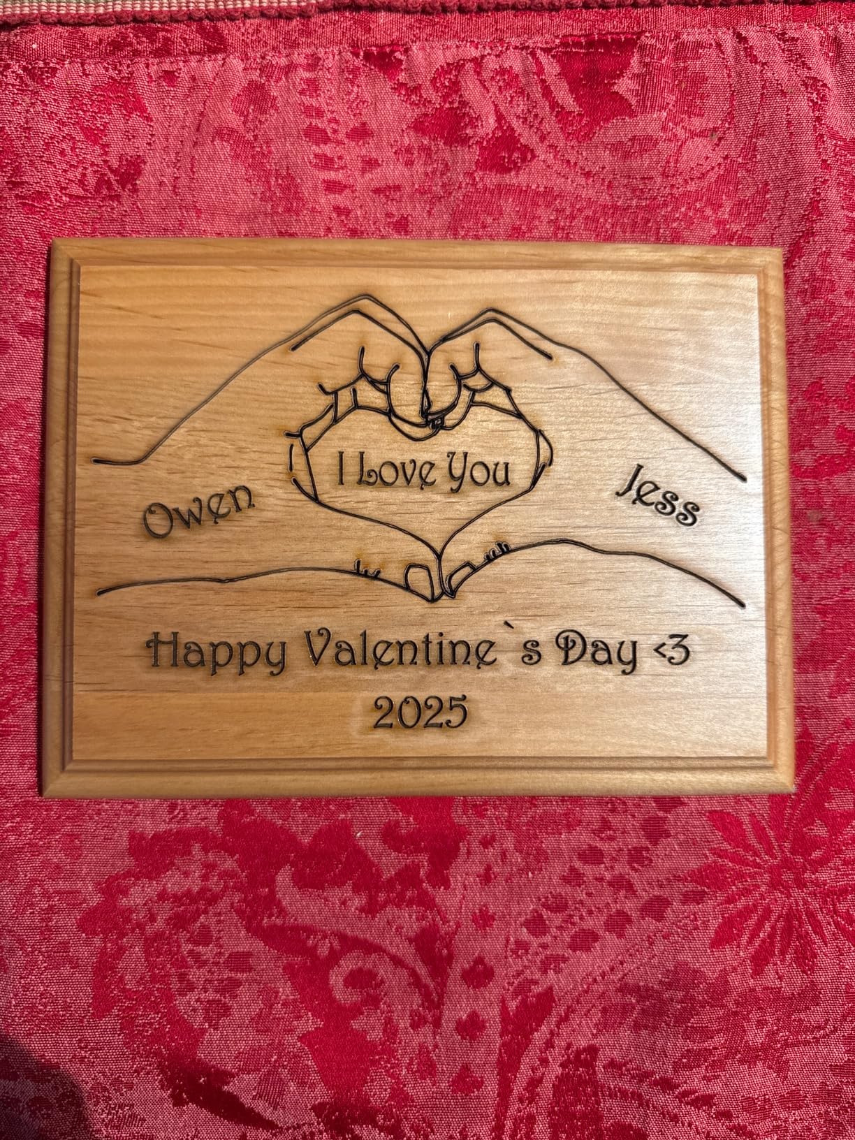 Personalized Valentine's Day Wooden Plaque - Custom Heart Hands Design Gift for Boyfriend, Girlfriend, Valentines Day Gifts for Her, Him, Wife, Husband, Women, Men, Romantic Customized Couples Sign Customer Review Personalized Valentine's Day Wooden Plaque - Custom Heart Hands Design Gift for Boyfriend, Girlfriend, Valentines Day Gifts for Her, Him, Wife, Husband, Women, Men, Romantic Customized Couples Sign - Customer Photo 1