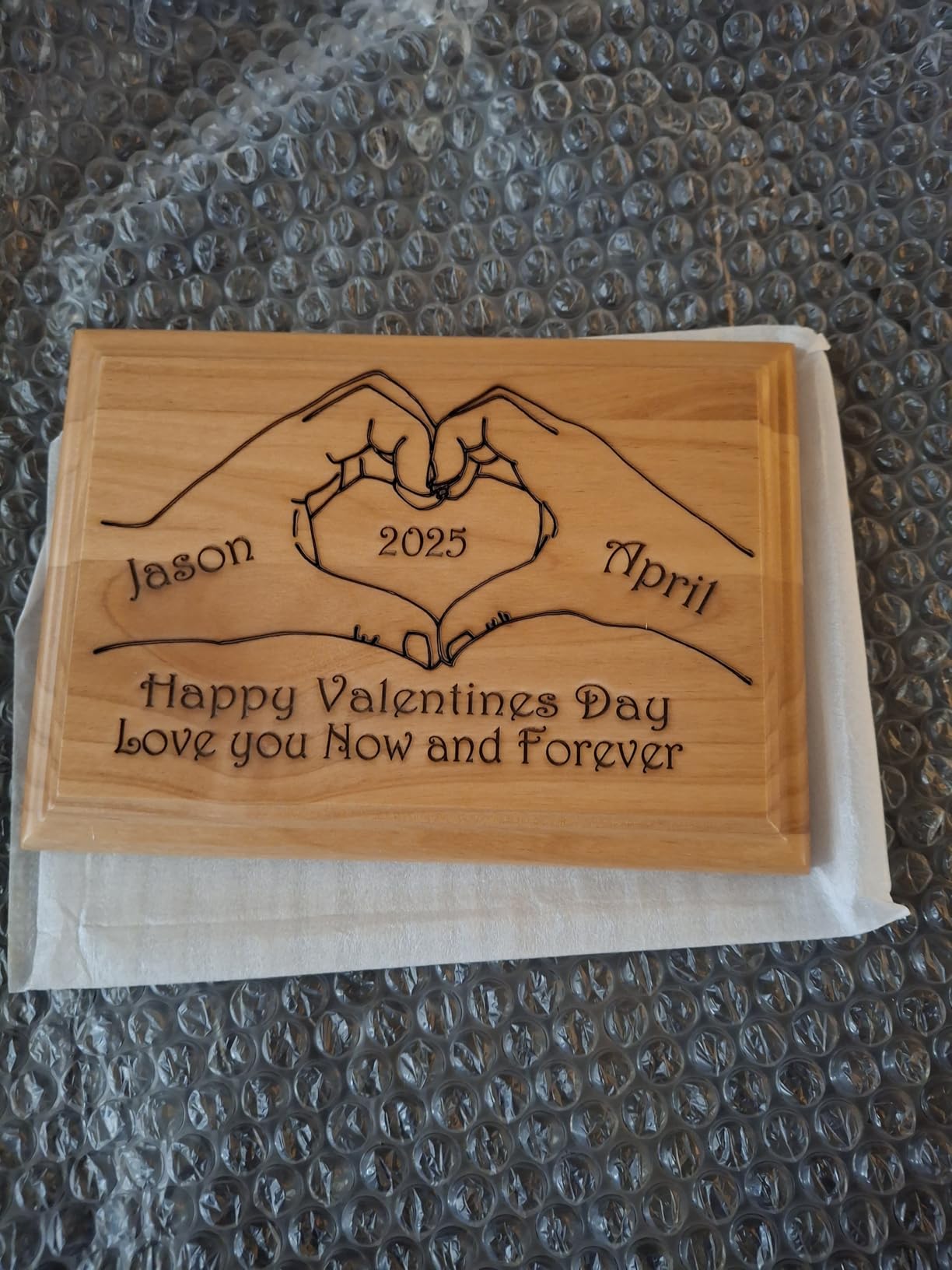 Personalized Valentine's Day Wooden Plaque - Custom Heart Hands Design Gift for Boyfriend, Girlfriend, Valentines Day Gifts for Her, Him, Wife, Husband, Women, Men, Romantic Customized Couples Sign Customer Review Personalized Valentine's Day Wooden Plaque - Custom Heart Hands Design Gift for Boyfriend, Girlfriend, Valentines Day Gifts for Her, Him, Wife, Husband, Women, Men, Romantic Customized Couples Sign - Customer Photo 2