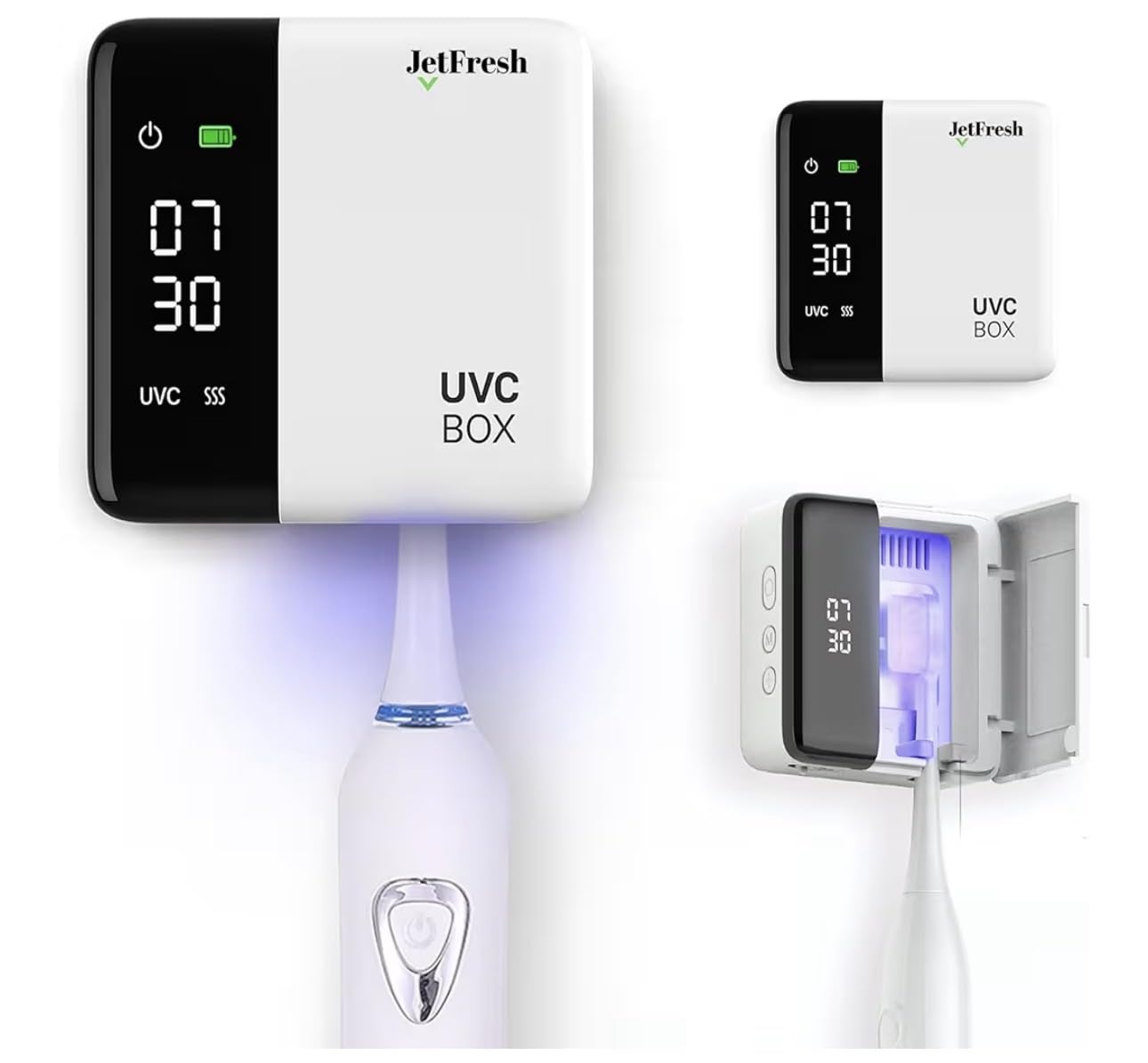 UV Toothbrush Sanitizer Holder & Cleaner with LED Clock Display & Hot Air Drying - Wall-Mounted UV Tooth Brush Holder for Bathroom Decor, Travel Use, Rechargeable Portable Design, Fits All Brushes customer photo 1
