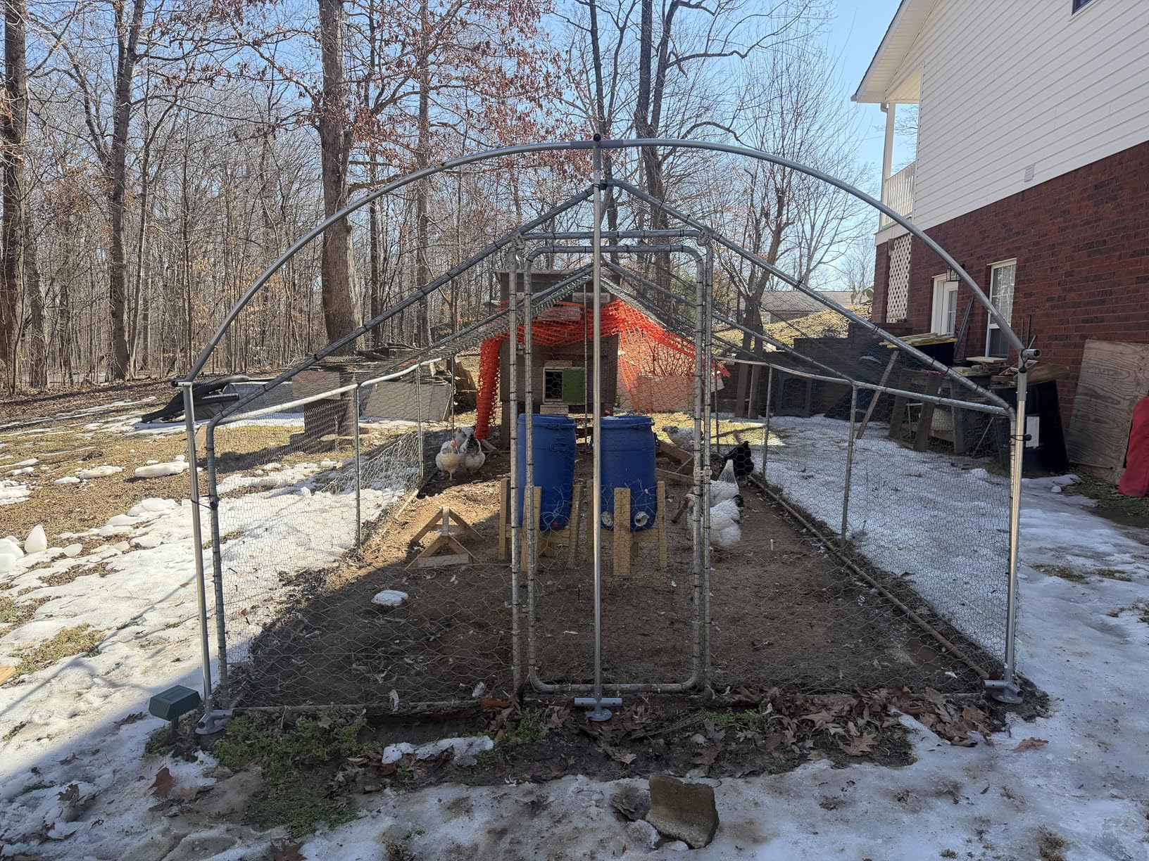VEVOR Metal Chicken Coop, 6.56x6.56x6.56ft Walk in Chicken Runs with Cover, Spire Roof Hen House Enclosure with Security Lock, Outdoor Duck Rabbit Cage Poultry Pens for Backyard, Farm, Yard customer photo 2