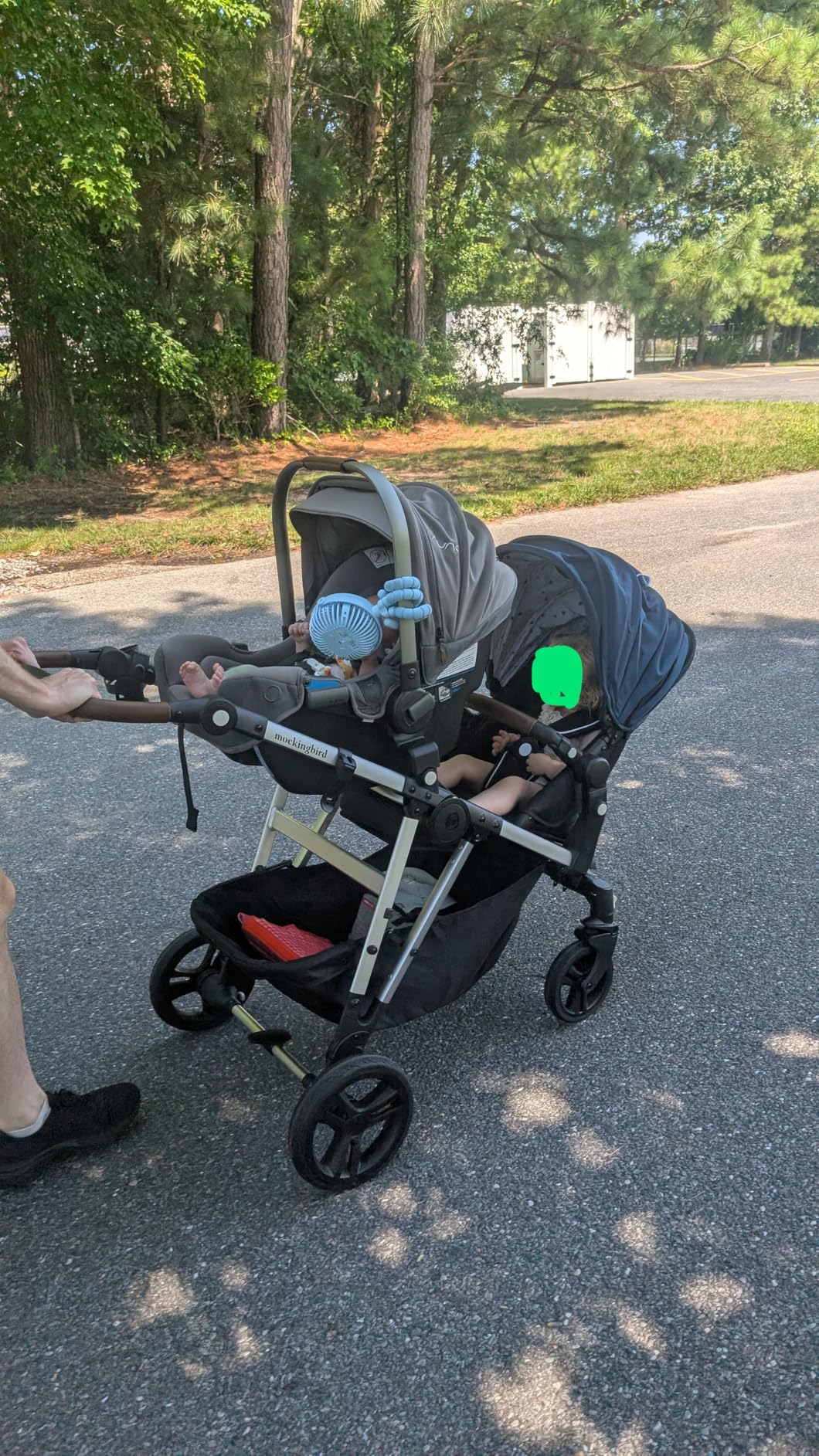 Mockingbird Single-to-Double Stroller 3.0 - Convertible Full Size Baby Stroller for 1, 2, or 3 Kids with 44 Possible configurations, Travel System Compatible - Stone Blue customer photo 1