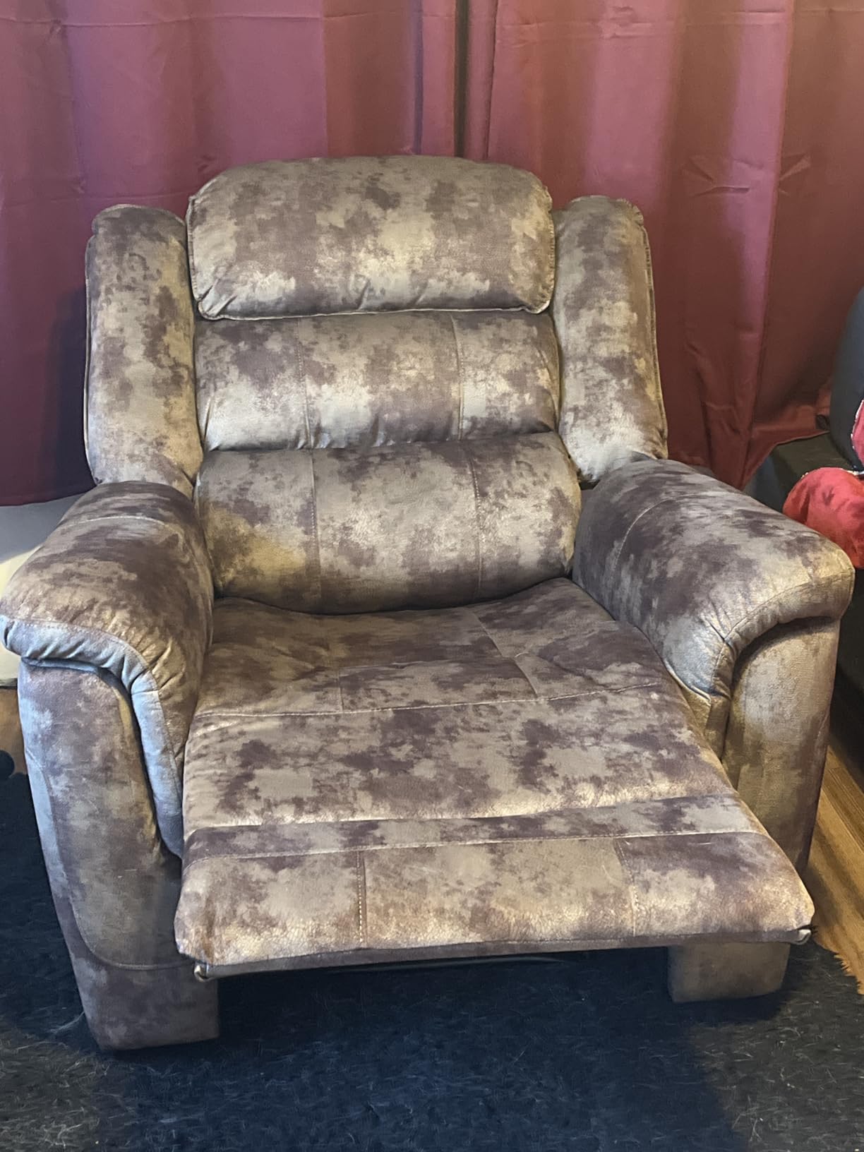 EBELLO Loveseat Recliner Sofa for Living Room, Extra Wide Modern Overstuffed 2 Seat Reclining Sofa Chair, Breathable Fabric Dual Manual Recliner, Brown customer photo 1