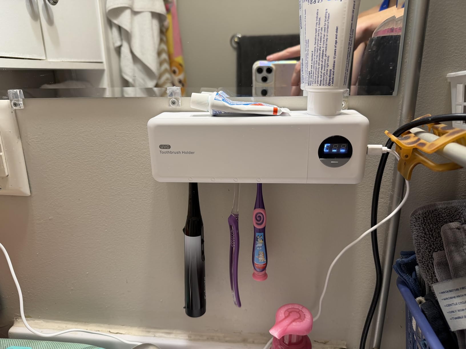 UV Toothbrush UV Light Cleaning Holder - Rechargeable Tooth Brush Smart Cleaner with Light Cleaning Air Drying - Bathroom Wall Mount Holders Cleaning and Drying customer photo 1