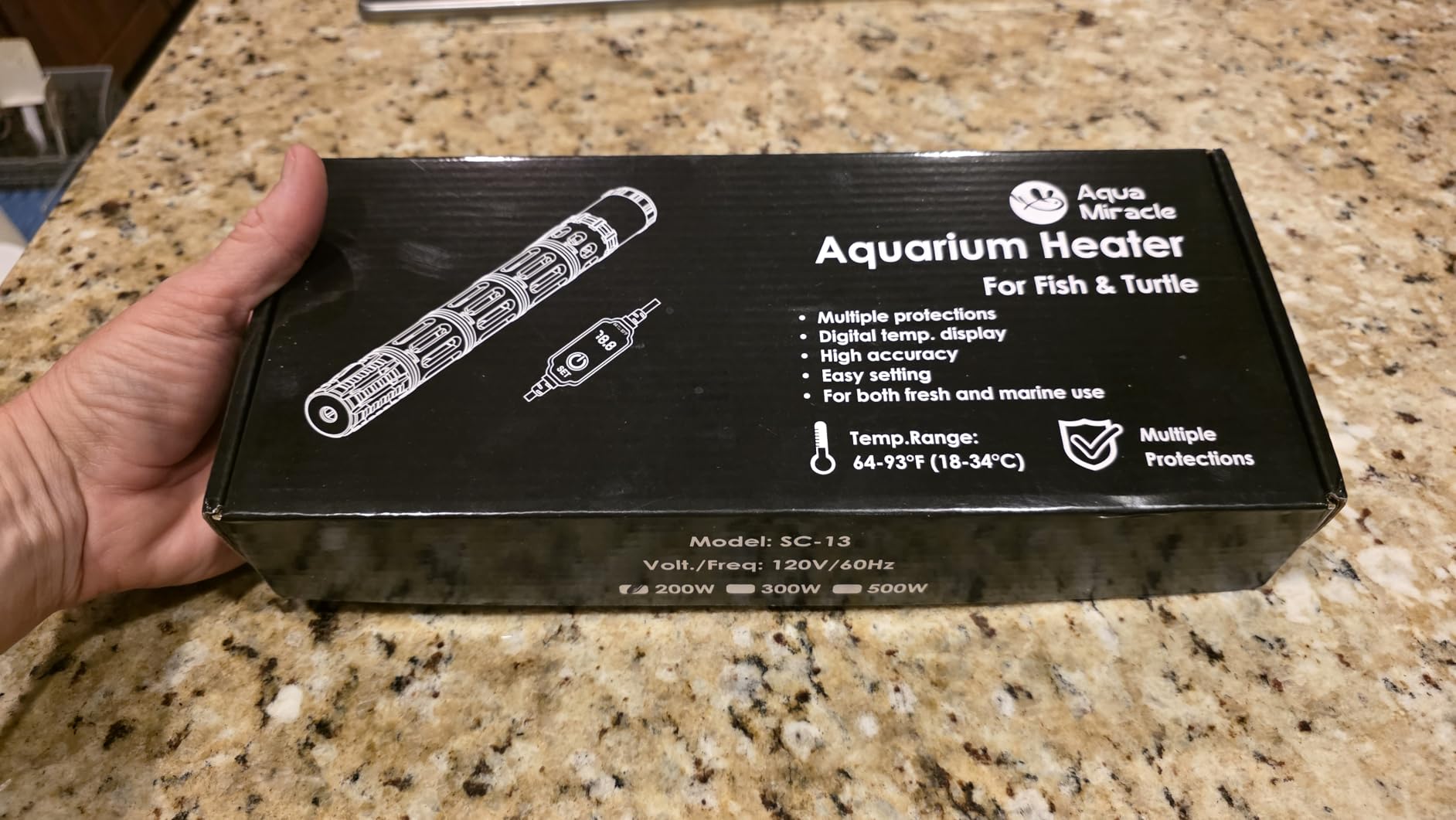 AquaMiracle Submersible Aquarium Heater, 50W Fish Tank Heaters with LED Digital Temp Display, Dry-Run Auto Power-Off & Overheat Protection, for Freshwater and Saltwater Tanks (5-10 Gal) customer photo 1