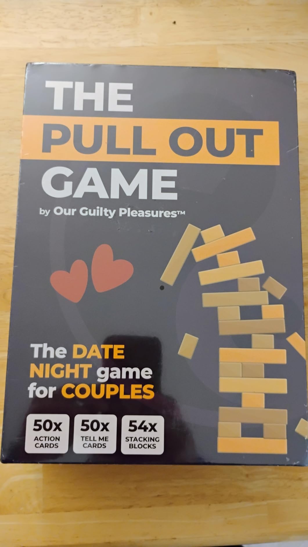 The Pull Out Game - Flirty Date Night Game for Couples, Romantic Block Tower with 100 Cards, 50 Action & 50 Tell Me Relationships and Valentines Day Gift - Customer Photo 1