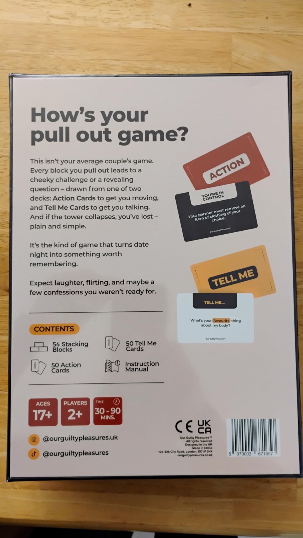 The Pull Out Game - Flirty Date Night Game for Couples, Romantic Block Tower with 100 Cards, 50 Action & 50 Tell Me Relationships and Valentines Day Gift - Customer Photo 2