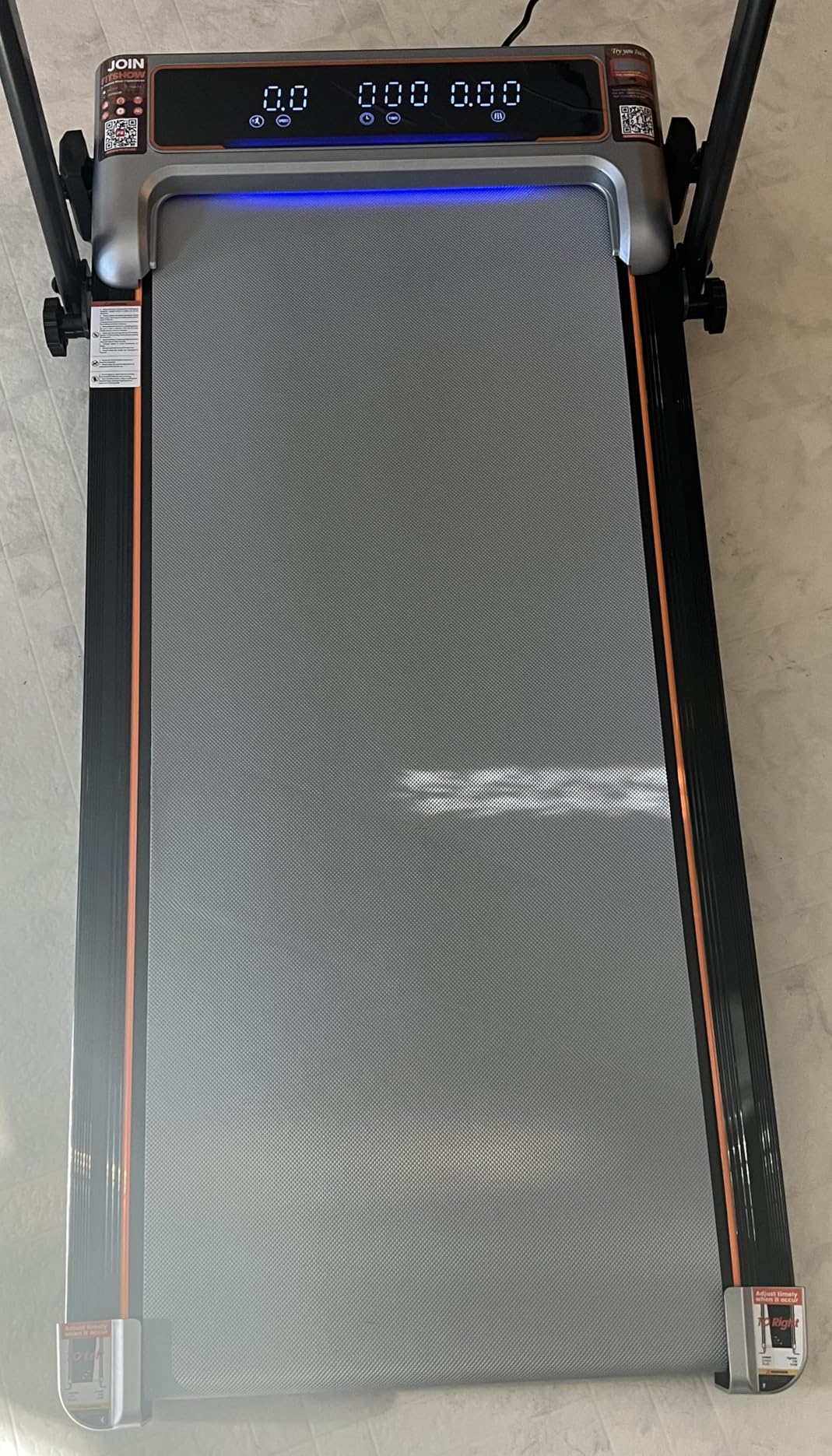 Walking Pad Treadmill with 12% Incline & Dual LED Display, 4 in 1 Walking Pad with Handle Bar, 3.5HP Foldable Under Desk Treadmill, Portable Treadmills for Home 350LBS, 4 Adjustable Incline, RGB Light Customer Review Walking Pad Treadmill with 12% Incline & Dual LED Display, 4 in 1 Walking Pad with Handle Bar, 3.5HP Foldable Under Desk Treadmill, Portable Treadmills for Home 350LBS, 4 Adjustable Incline, RGB Light - Customer Photo 1