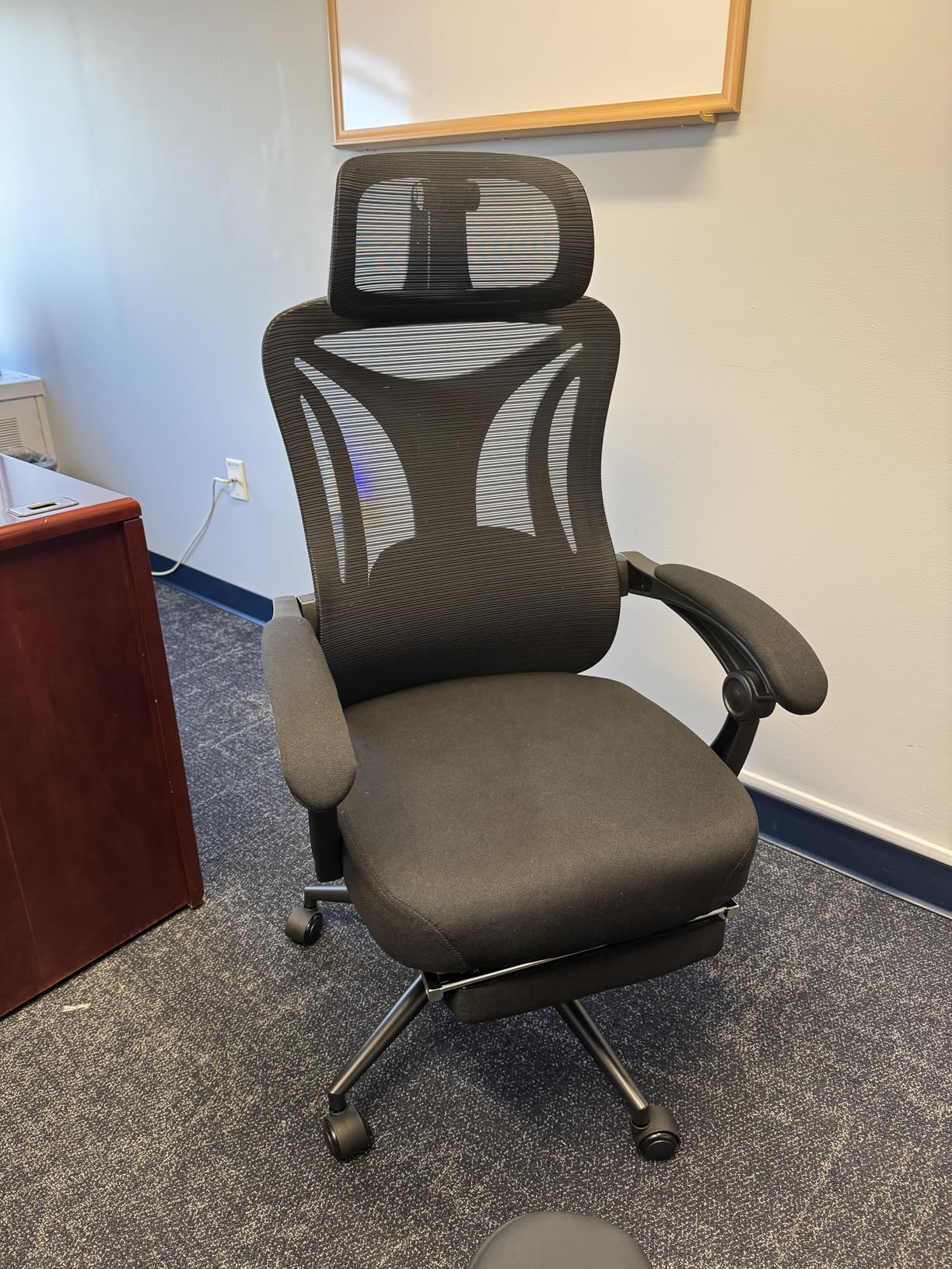 Ergonomic Office Chair with Footrest - Adjustable Lumbar Support and Headrest, 90-160 Degree Reclining Mesh Back Computer Chair - Home Office/Gaming, 350lbs Capacity customer photo 1