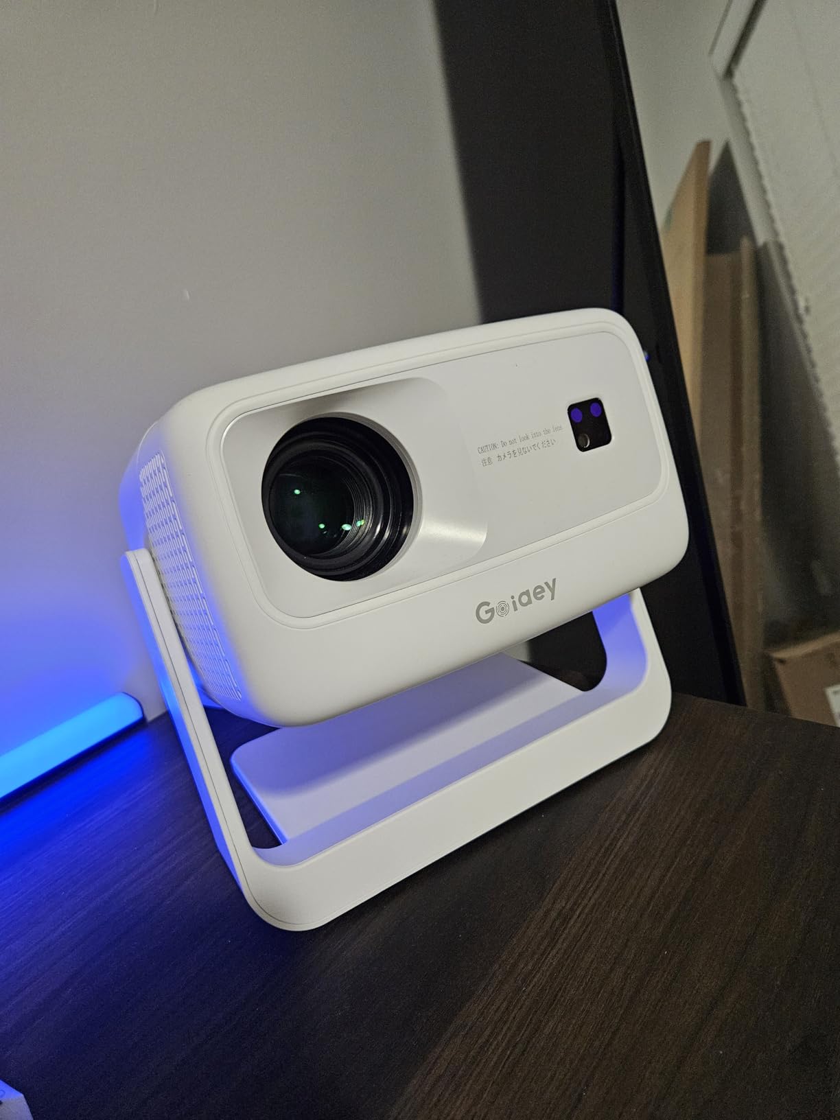 [3000+ Licensed Apps/Live TV/HDR10+/AI Movin 3.0 OS] Smart 4K-Projector with WiFi and Bluetooth, Goiaey Portable Projector with 360°Stand, 50W DoIby Audio, Auto Focus&Keystone, Outdoor Movie Proyector customer photo 1