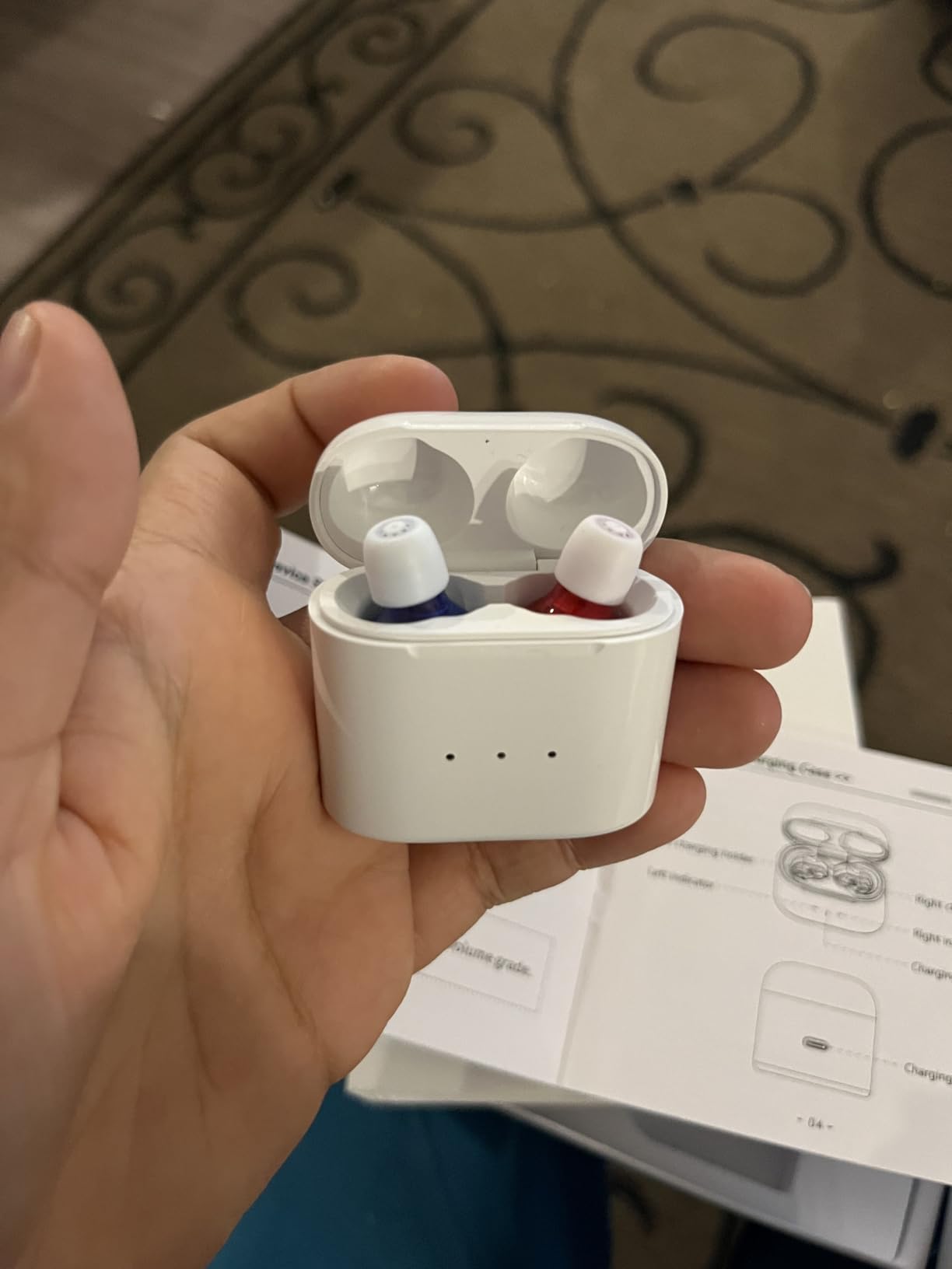 Hearing Aids for Seniors, Invisible Hearing Amplifiers with Noise Cancelling, Rechargeable Hearing Aids for Severe Hearing Loss Adults, Comfort In-ear Hearing Devices(Red and blue) customer photo 2