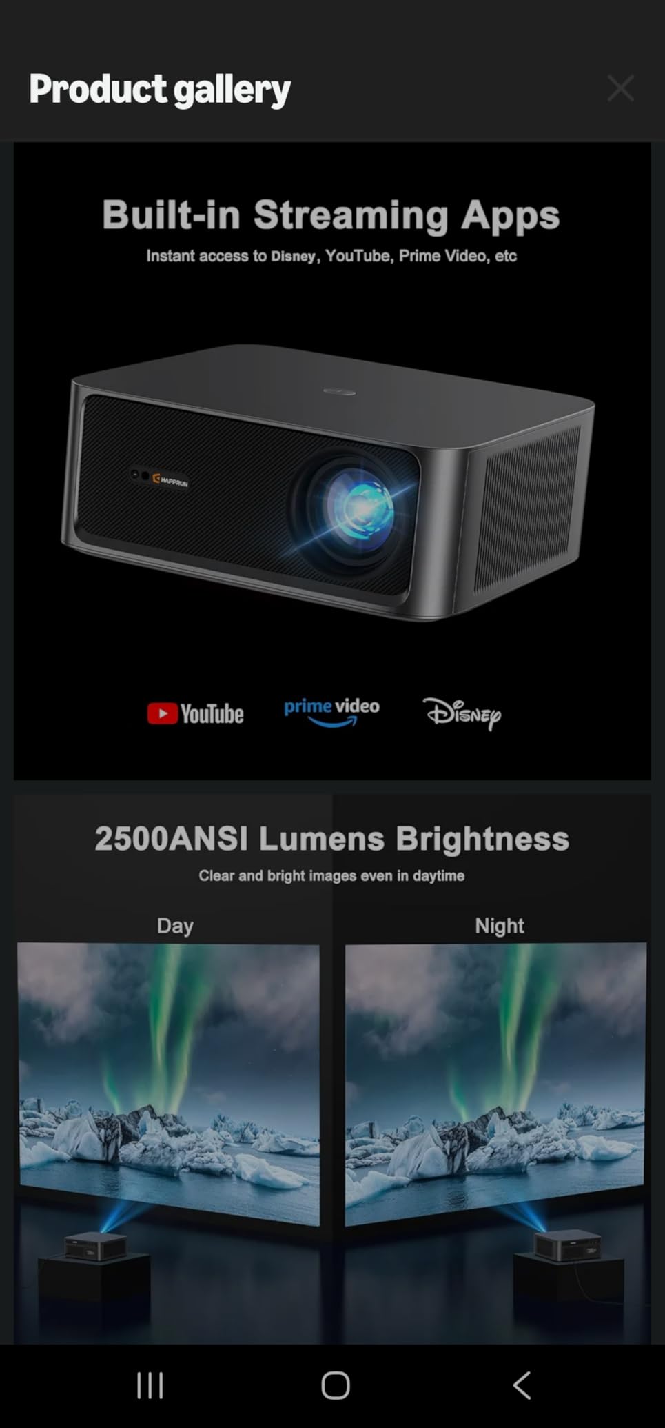 HAPPRUN 2500 ANSI Lumens Outdoor Projector with Built-in Streaming Apps, 4K Decoding Resolution, Dolby Audio, WiFi 6 and Bluetooth 5.2 for Indoor and Outdoor Home Theater customer photo 2