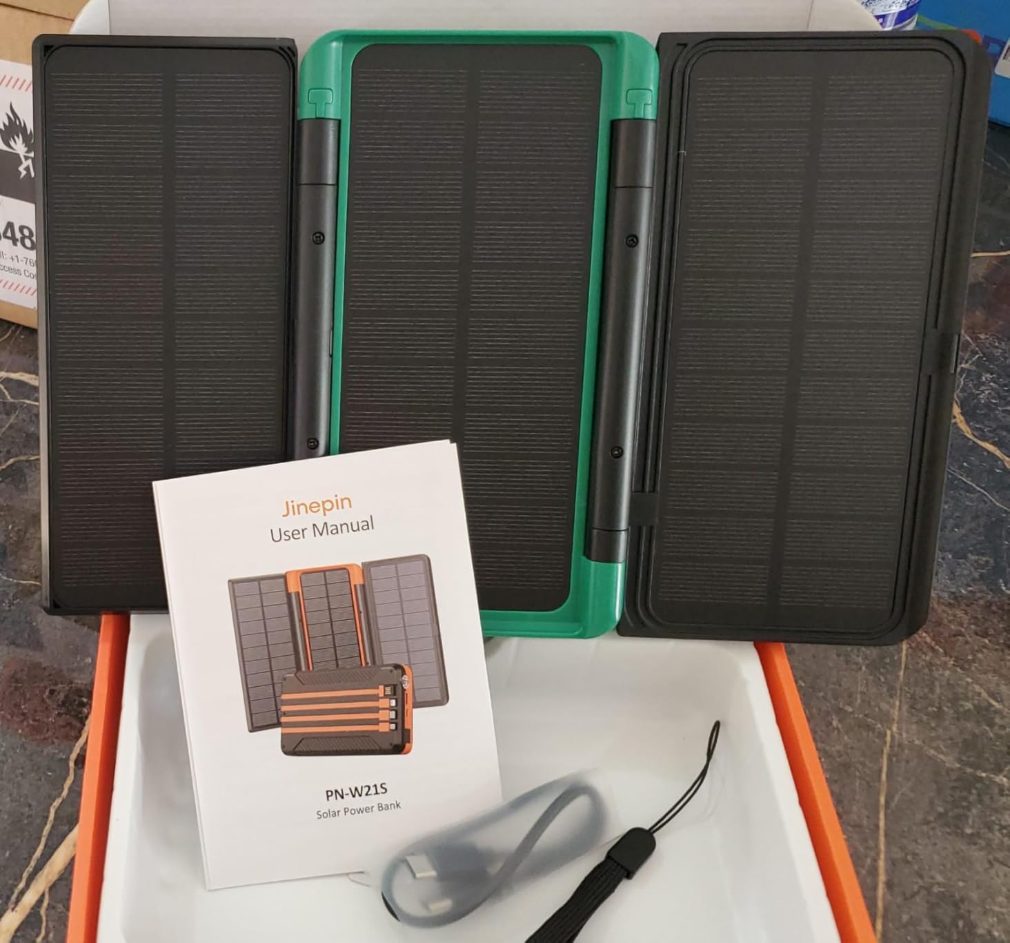 Power Bank Solar Charger 46800mAh Built in 4 Cables 3 Foldable Solar Panels, PD20W Fast Charging Portable Charger, LED Display Powerbank USB C in/Output, External Battery Pack with SOS Camping Light customer photo 2