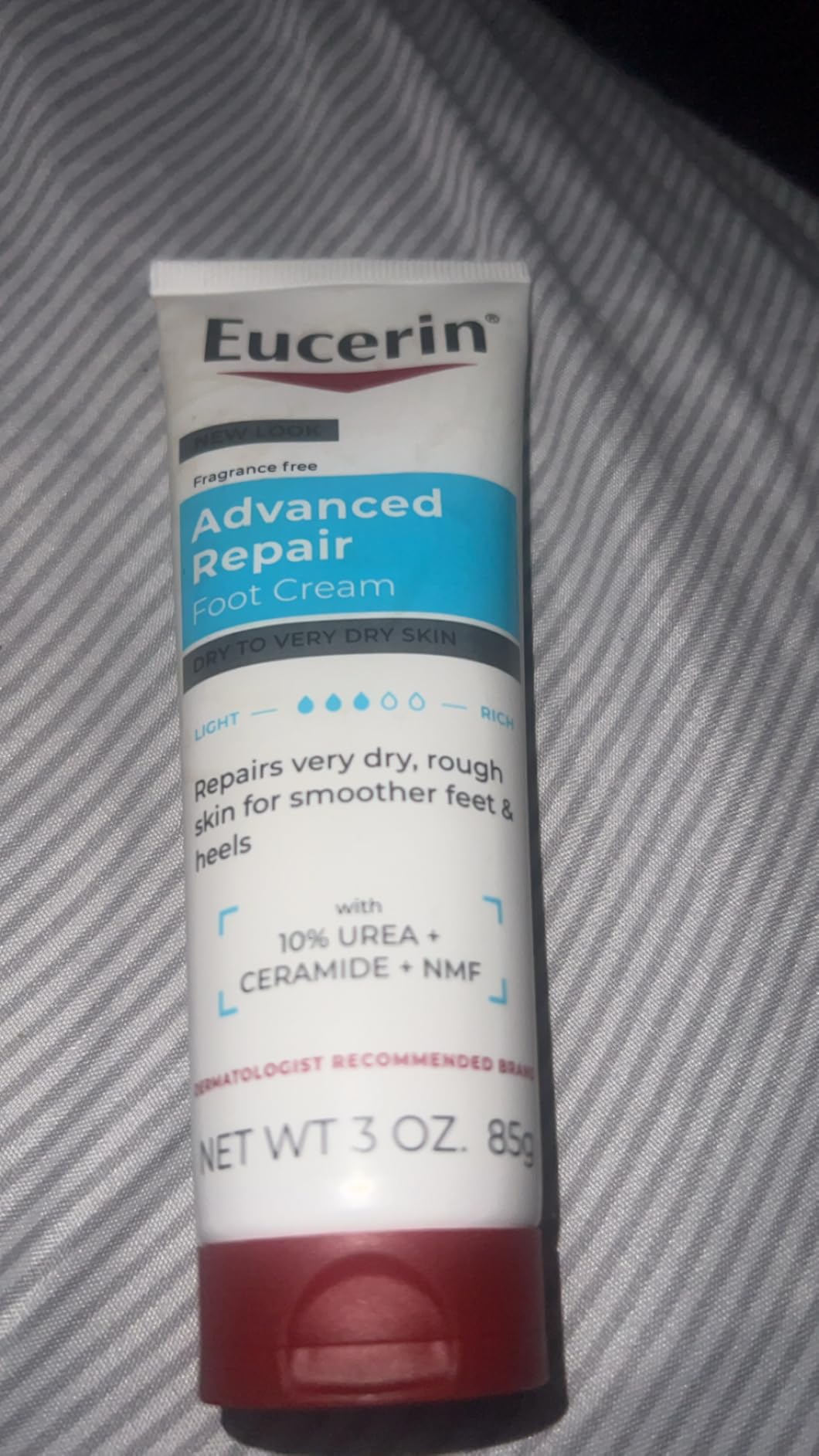 Eucerin Advanced Repair Foot Cream for Dry Feet and Heels, Repairs Very Dry, Rough Skin, Fragrance Free, Non Greasy, Fast Absorbing, Travel Size Lotion, 3 Oz Tube, Pack of 3 customer photo 1