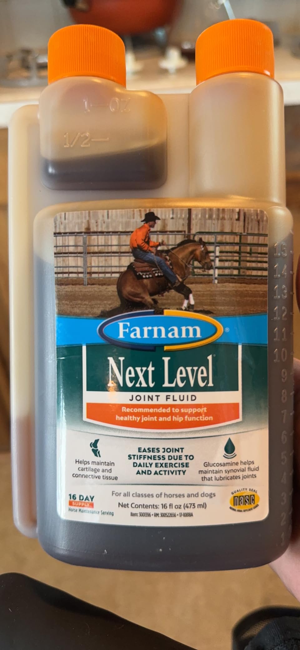 Farnam Next Level Joint Fluid Supplement for horses and dogs, Helps maintain connective tissue to ease joint stiffness due to daily activity, 16 ounces, 16 day supply customer photo 1