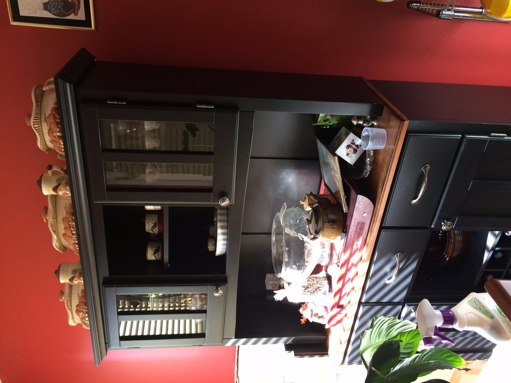 Homestyles Buffet of Buffets Black Storage Hutch with Wood Top customer photo 2