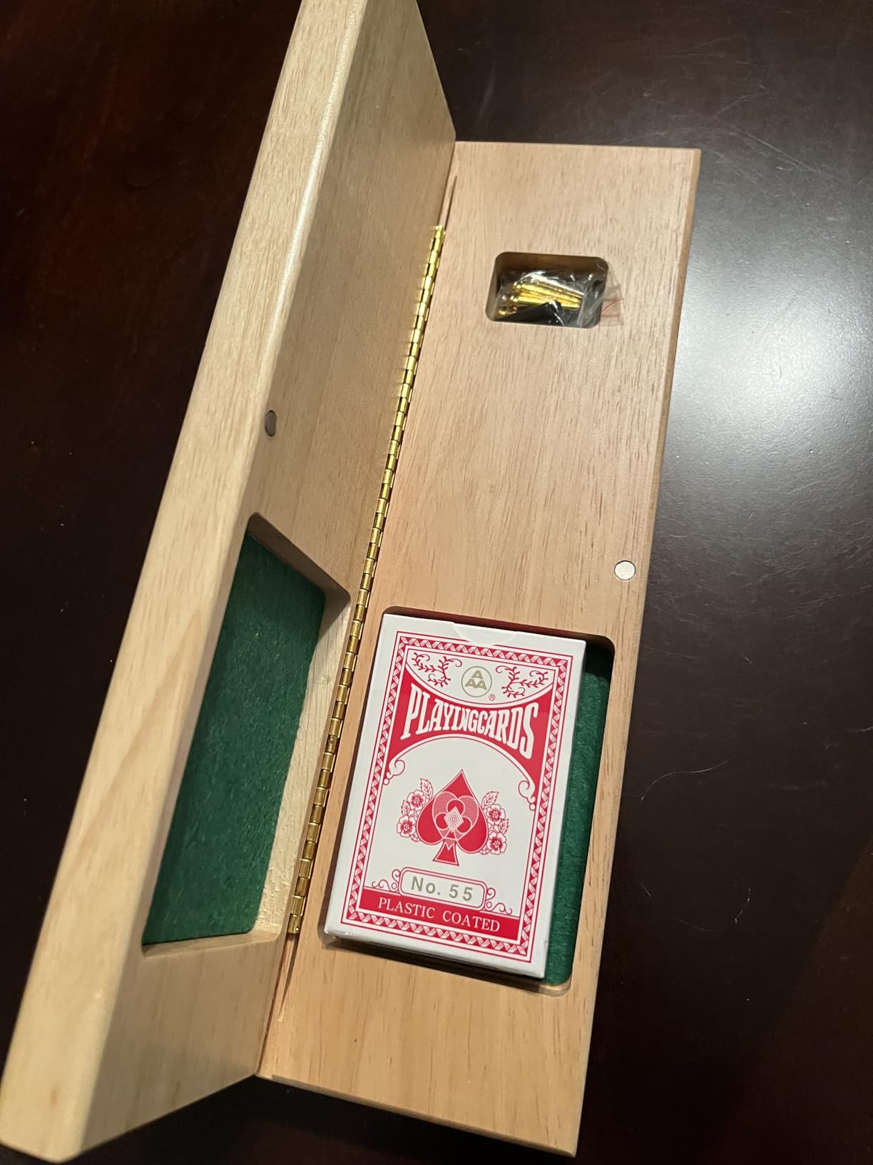 WE Games Wooden Cribbage Board Game Set, Continuous 3 Track for 2-3 Players, Travel Cribbage Board with Card Storage, Includes 9 Metal Pegs & Deck of Cards customer photo 1