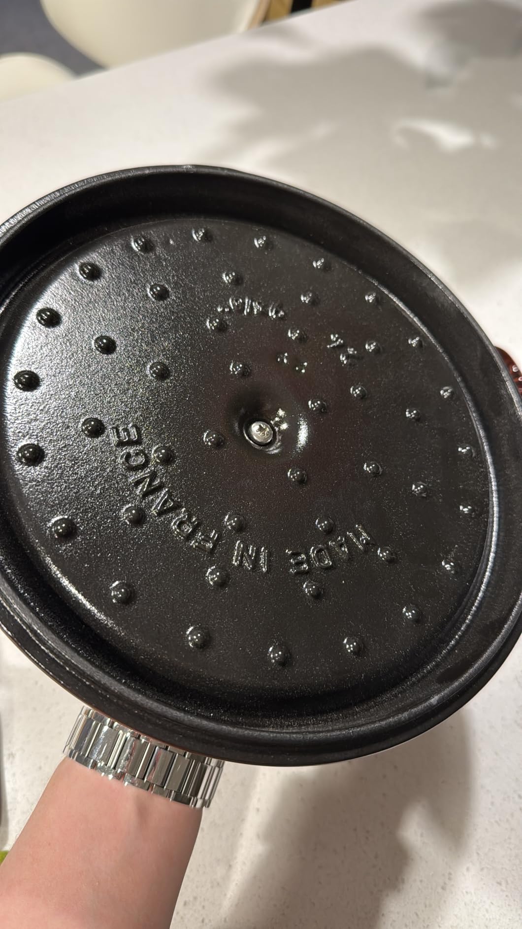 Staub Cast Iron Round Cocotte, Dutch Oven, 4-quart, serves 3-4, Made in France, Cherry customer photo 1