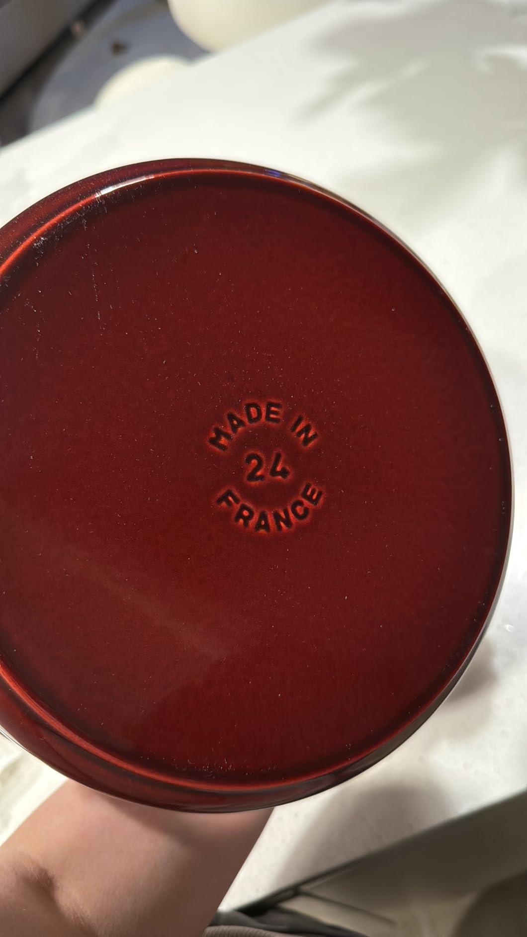 Staub Cast Iron Round Cocotte, Dutch Oven, 4-quart, serves 3-4, Made in France, Cherry customer photo 2