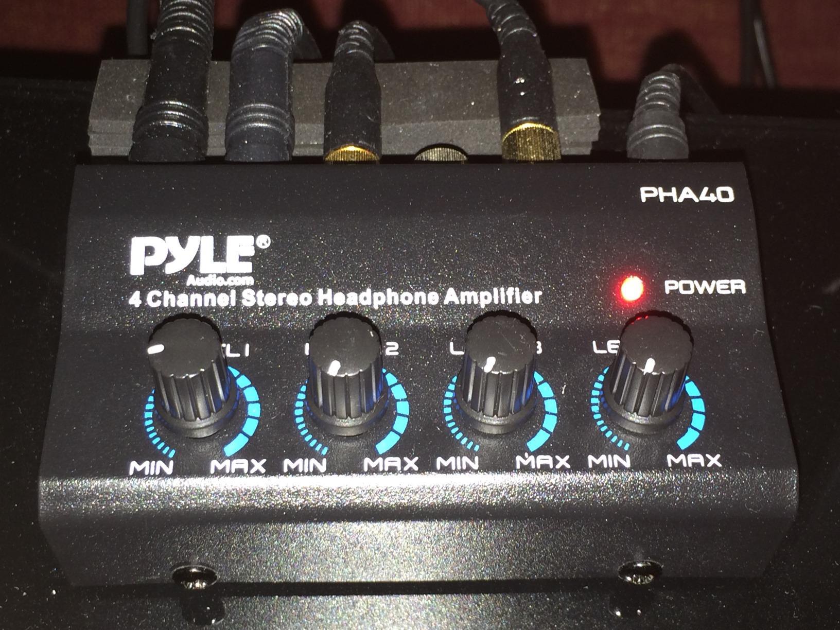 4-Channel Portable Stereo Headphone Amplifier - Professional Multi Channel Mini Earphone Splitter Amp w/ 4 1/4 Balanced TRS Headphones Output Jack and 1/4 TRS Audio Input For Sound Mixer - Pyle PHA40 BLACK customer photo 2