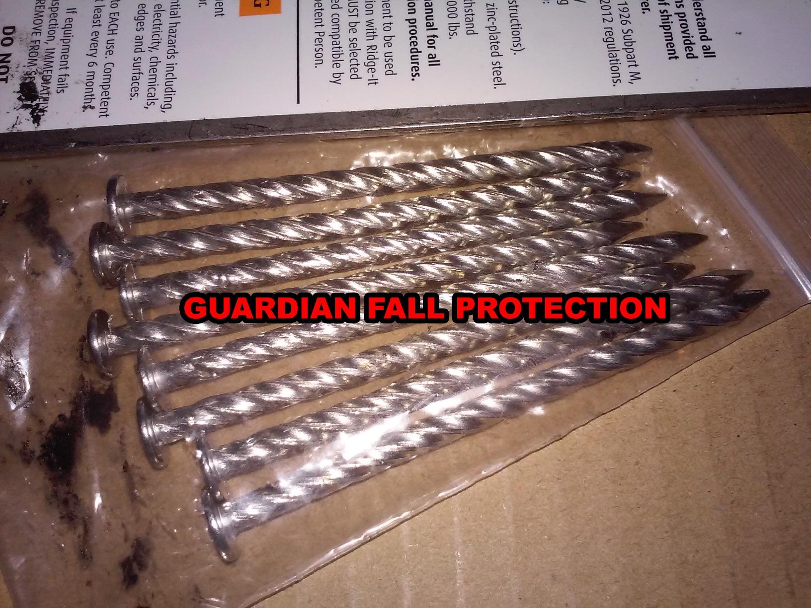 Guardian Fall Protection 00500 RIDG-1 Single D-Ring Roof Anchor with Nails 11-Inch in Length and 1 D-ring, 9¾