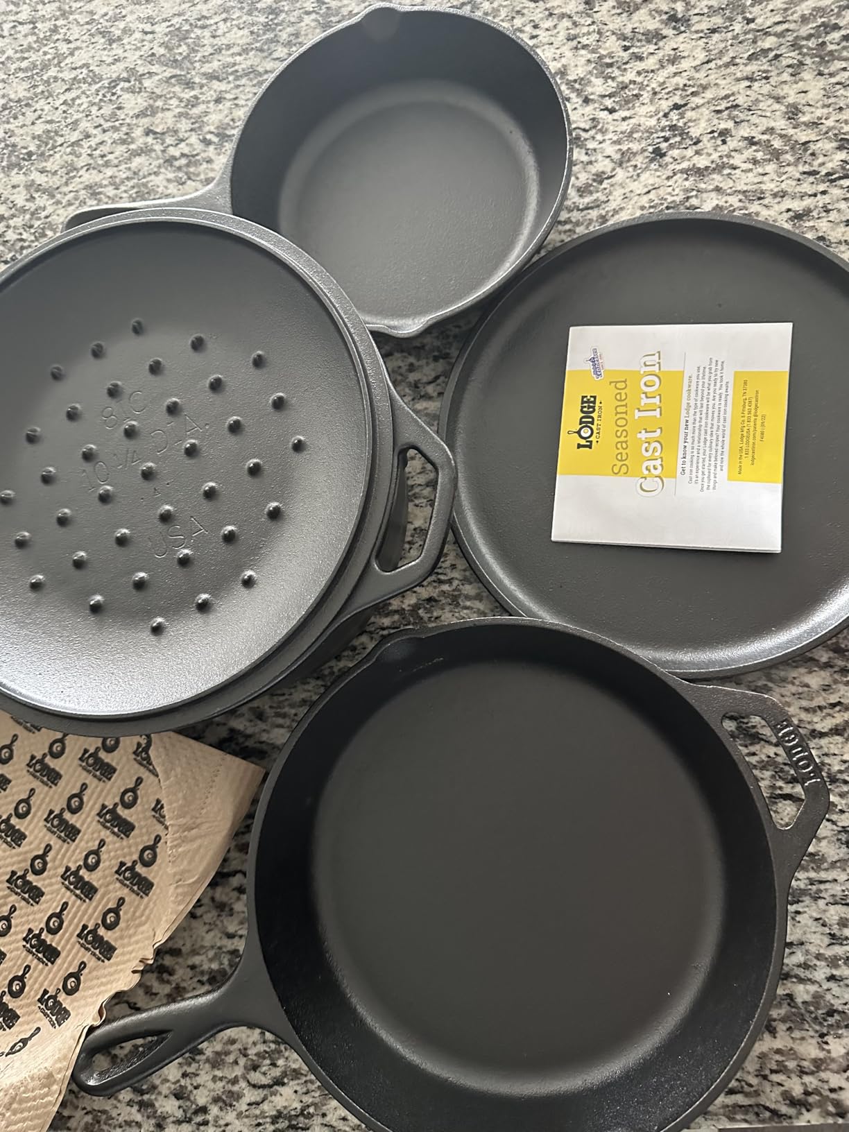 Lodge Cast Iron 5-Piece Set, PFAS-Free Pre-Seasoned Kitchen Set | Includes Skillets, Griddle & Dutch Oven for Non-Toxic Everyday Cooking, Made in USA customer photo 2