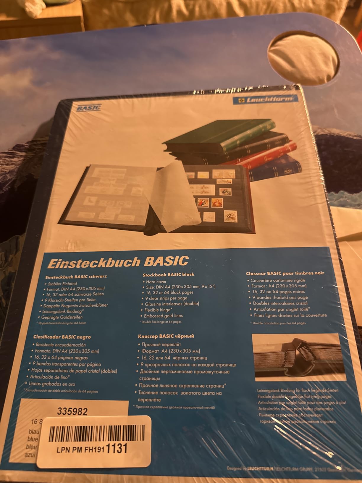 LIGHTHOUSE - BASIC Hard Cover Stockbook for Stamps - 32 Black Cardstock 9x12 (A4) Pages with Clear Strips - Green customer photo 1