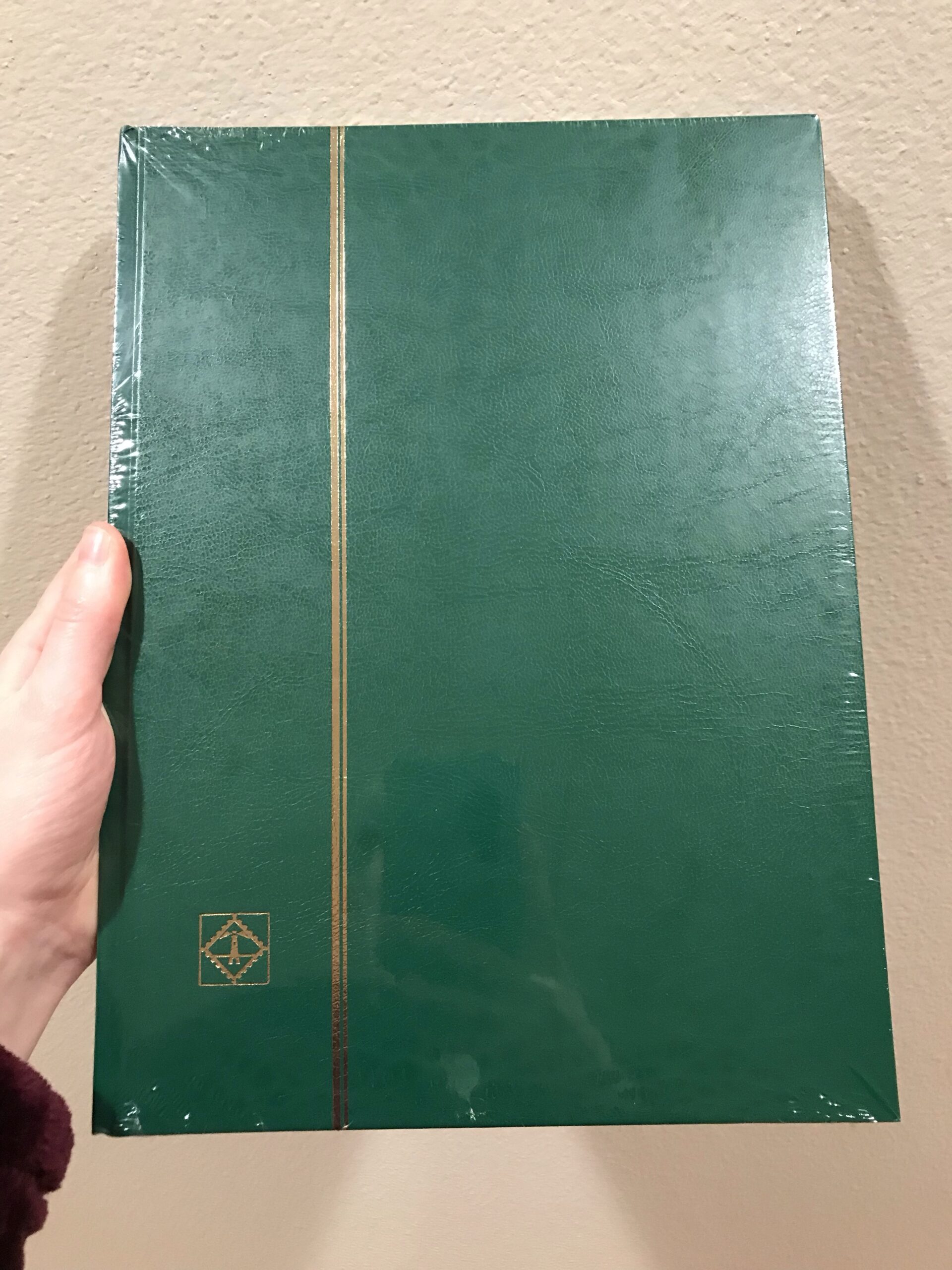 LIGHTHOUSE - BASIC Hard Cover Stockbook for Stamps - 32 Black Cardstock 9x12 (A4) Pages with Clear Strips - Green customer photo 2